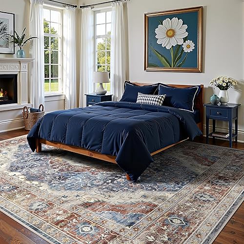 Miniatura 3 de Deerly Alfombra de área de 8 x 10 pies, estilo bohemio, lavable, de 8 x 10, alfombra grande para dormitorio, sala de estar, vintage, antideslizante,