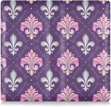Bohemian Style Lilies Purple Lirio Pu Leather Car Registration & Insurance Card Holder Wallet Accessories Case for Driver License, Cards & Essential Documents