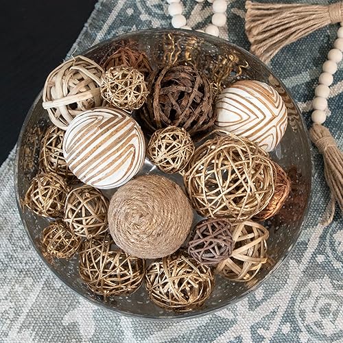 Miniatura 5 de ANDALUCA Bolas decorativas y orbes dorado natural bolsa tazón relleno decoración del hogar (dorado)