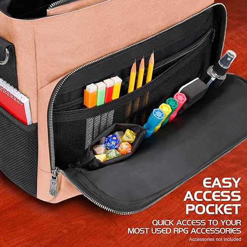 Miniatura 4 de ENHANCE Collector's Edition RPG Player's Essentials DnD - Bolsa de mensajero exterior Dragon Hide para 2-4 libros, carpetas, dados y accesorios, con