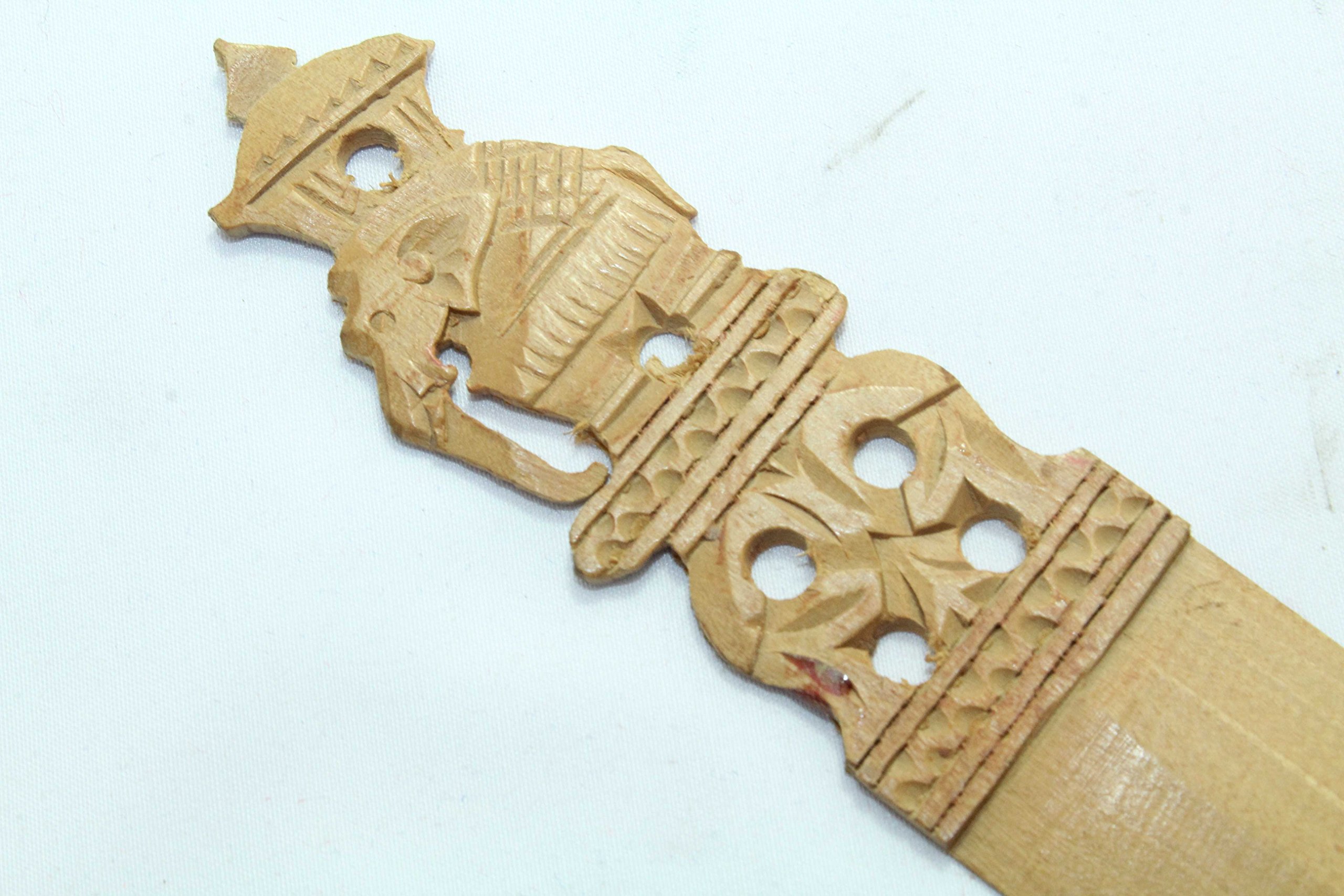 Rajasthan gems Ouvre-lettres en bois de santal fait à la main, figurine éléphant sur la poignée, 17,8 cm
