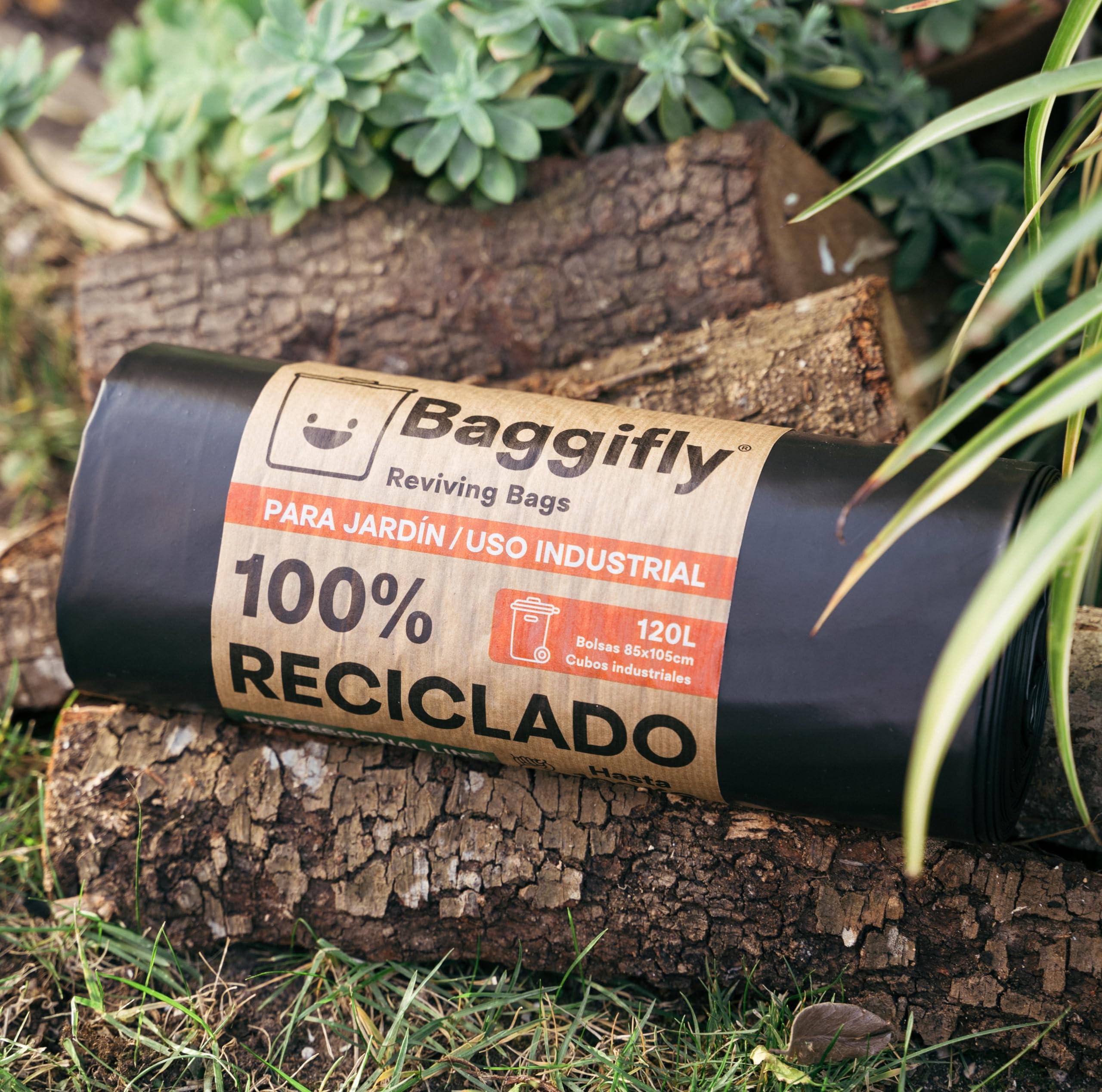 Baggifly worek na śmieci 120L - 5 rolek po 10 torebek - 100% materiał z recyklingu - wymiary 85 x 105 cm - Idealny do hotelarstwa i zastosowań przemysłowych - Super wytrzymałe torby