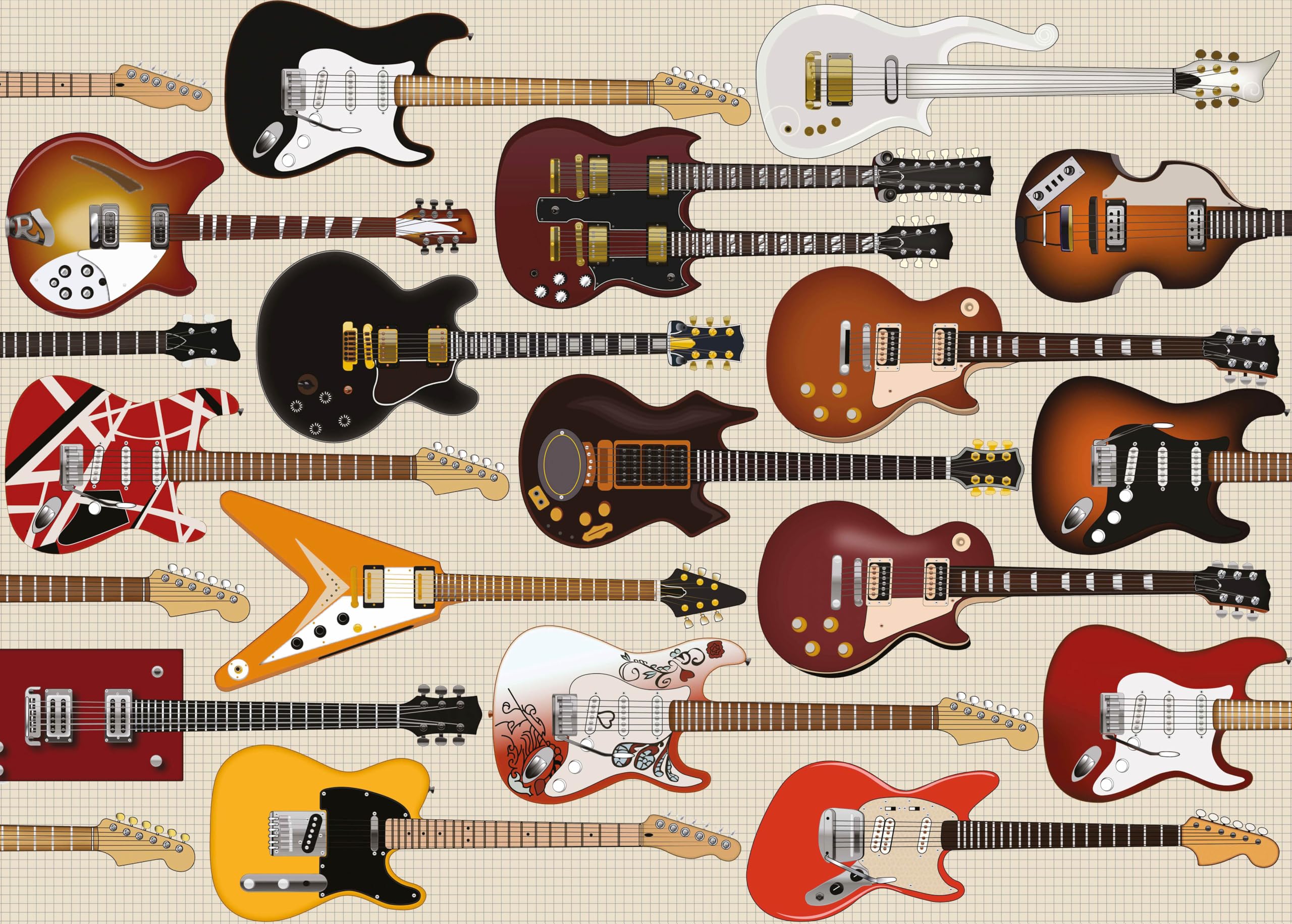 Coach House, Iconic Guitars Jigsaw Puzzle “Through The Ages” Retro 1000 Piece Classic Puzzle - Image 2