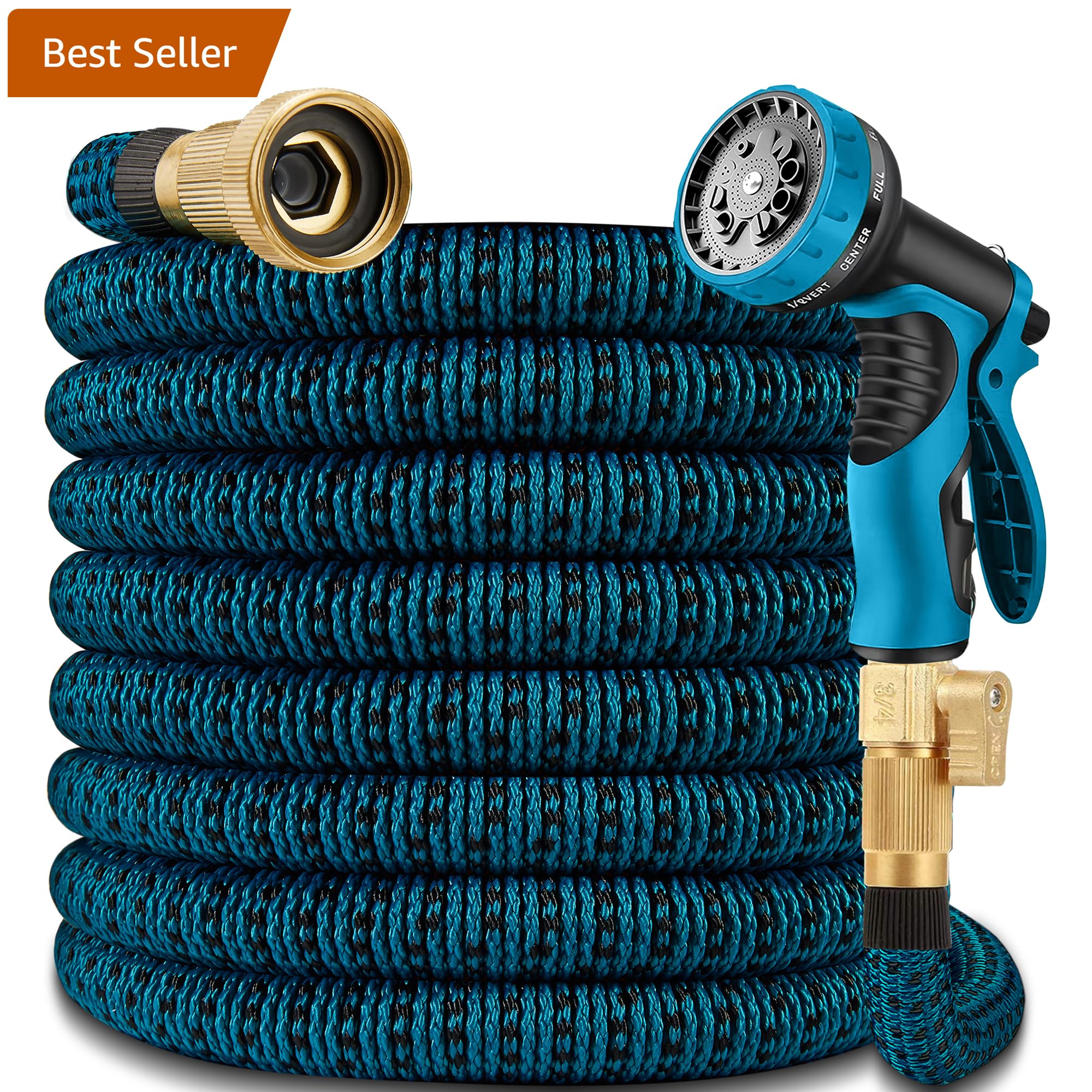 Photo 1 of 100 ft Garden Hose - Expandable Garden Hose with 10 Function Spray Nozzle - Kink-Free, Lightweight, Durable, Flexible, 2026 New Retractable Water Hoses for Yard, Lawn, Gardening(Blue Black)
