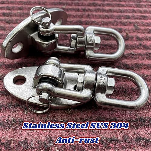 Miniatura 4 de SELEWARE Juego de colgadores de columpio de acero inoxidable SUS304, resistentes y giratorios de 360, capacidad de 2000 libras, juego de columpios,