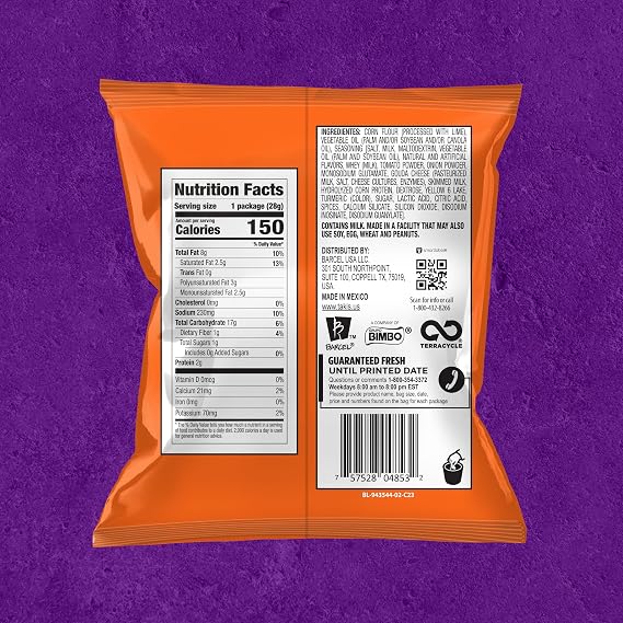 Takis Intense Nacho 40 pc / 1 oz Multipack - Cheddar Cheese Flavored Non-Spicy Rolled Tortilla Chips - Individual Bags, Perfect for Tailgates, Parties, Lunchboxes or Lunches