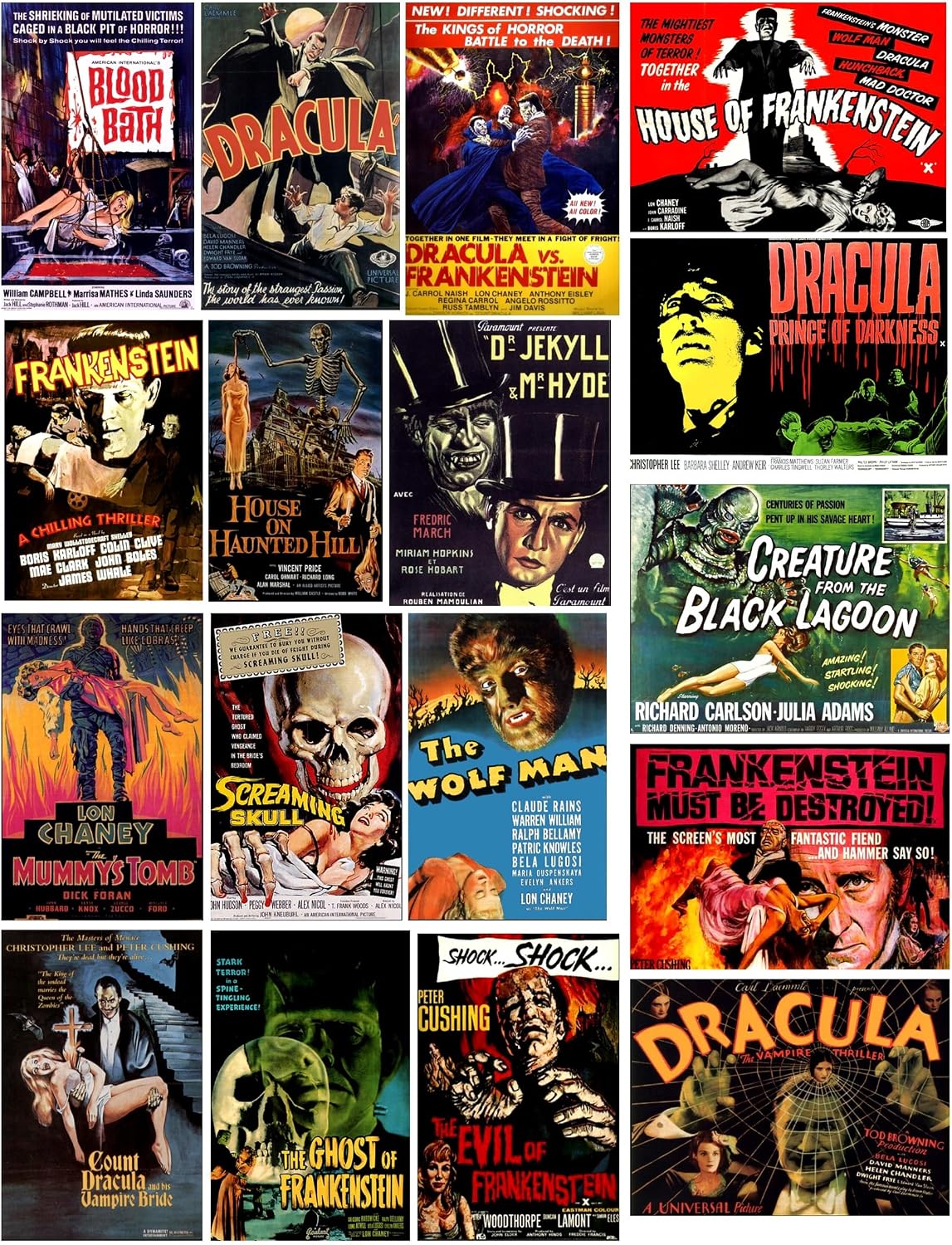 Starbase 79 Classic Horror Movie Poster Stickers, Set of 17, Series 1, 10586