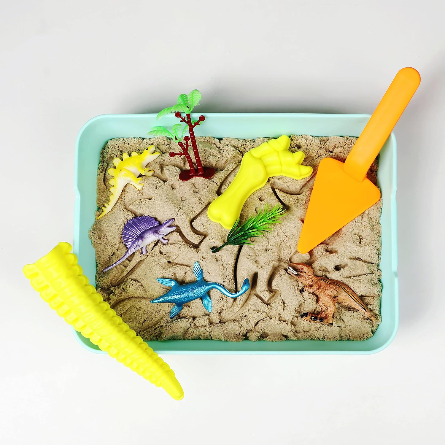 MewduMewdu Sensory Bin with Dinosaur Toy Figures, Dino Mold and Magic Sand for Toddler Boys and Girls, Dinosaur Sandbox Sensory Play Set with Storage Bin as Holiday and Birthday Gift for Kids : Toys & Games