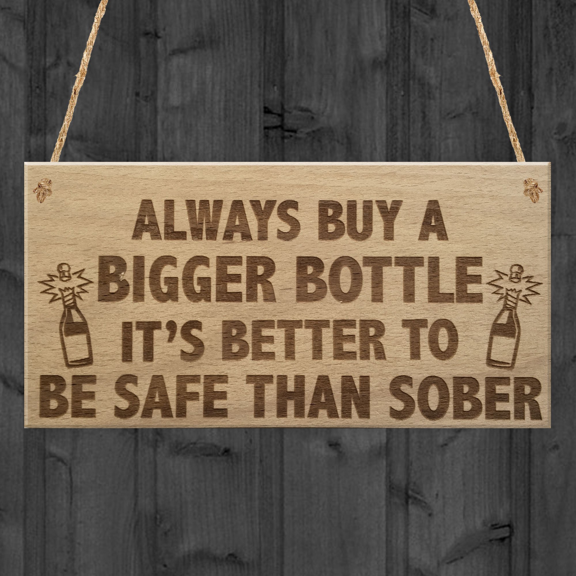 Red Ocean Safe Than Sober Funny Alcohol Man Cave Best Friend Hanging Plaque Home Gift Sign