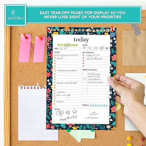 Miniatura 5 de Decorably Bloc de notas diario con horario, 52 hojas de cosas que hacer, bloc de notas de 6.5 x 10 pulgadas con resorte para tareas diarias, bloc de