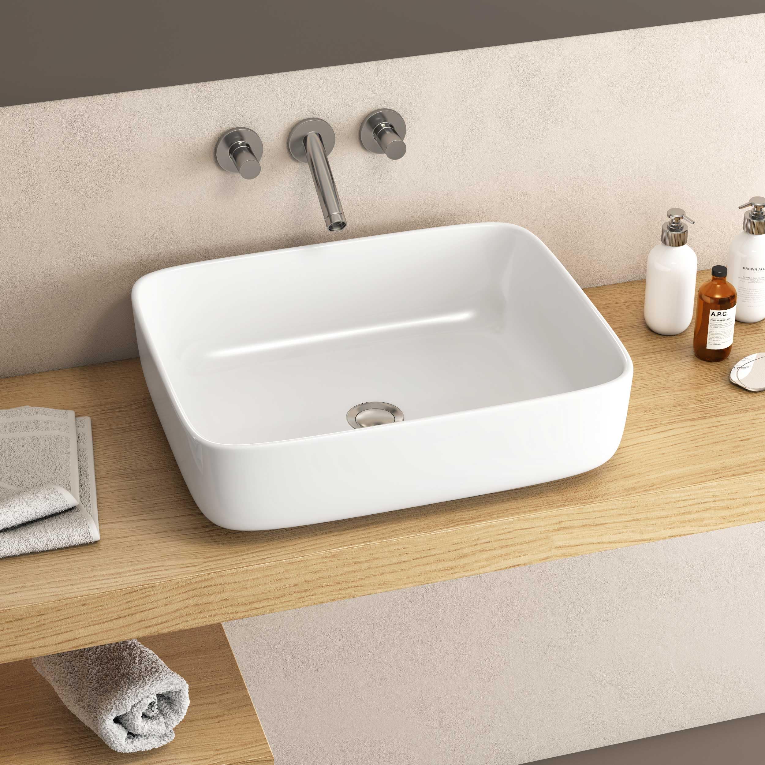 Syon STEELA Premium Ceramic Table Top Wash Basin (20 inch x 16 inch) (B0CHP8X9WX) Amazon Price History, Amazon Price Tracker