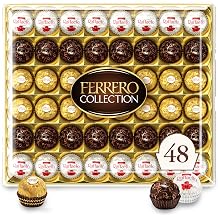 Ferrero Collection, Premium Assorted, Hazelnut, Dark Chocolate and Coconut, 48 Count Premium Treats, 6.1 oz | 6.1 oz, Dark Chocolate and Coconut, Treats