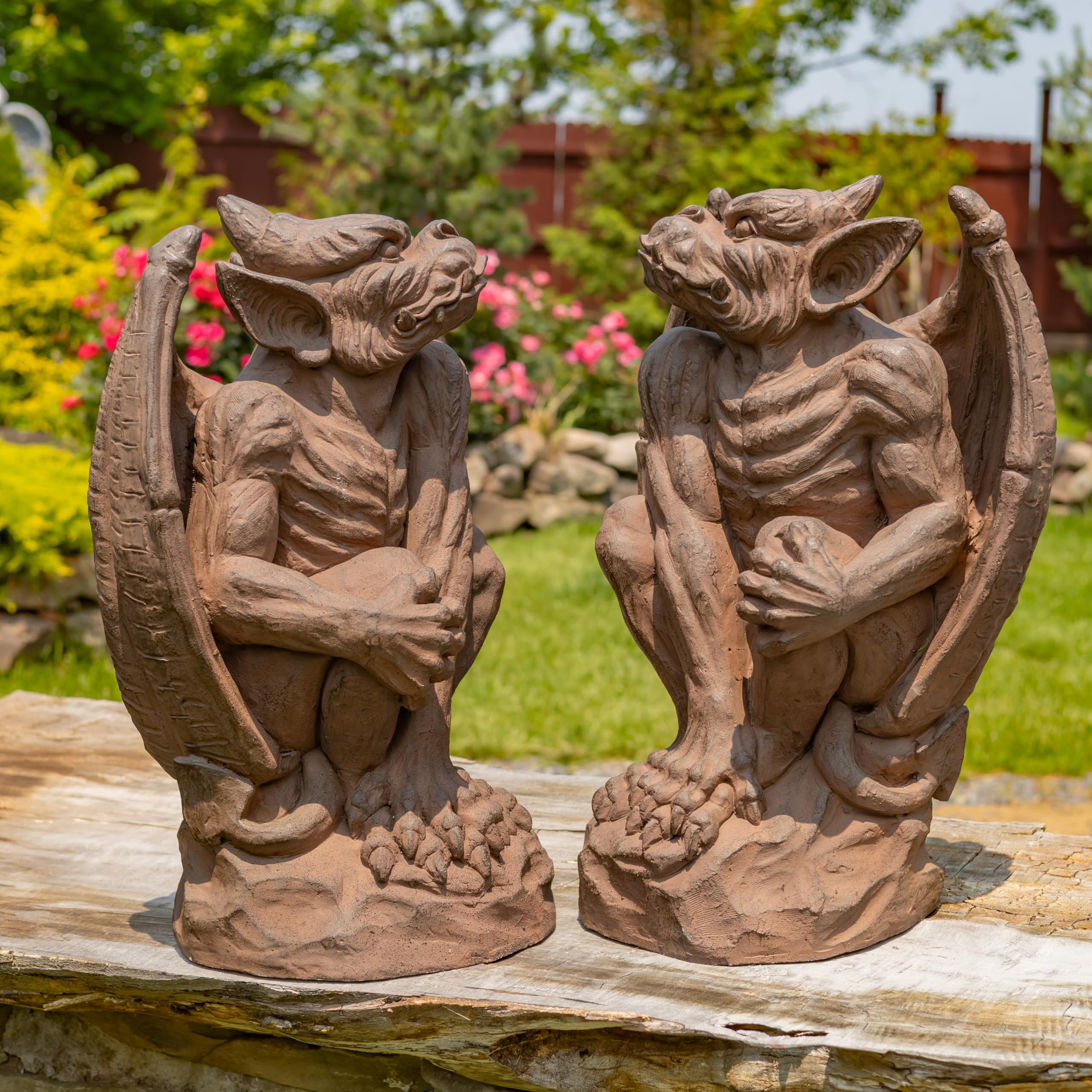 Amazon.com: Zaer Ltd. Set of 2 Gothic Gargoyle Garden Statues