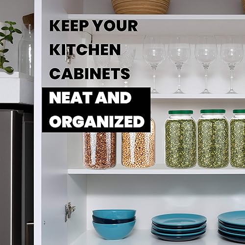 Miniatura 3 de Paquete de 2 tarros Mason de 1 galón, tarro de vidrio de boca ancha con tapa de plástico, recipiente para almacenar alimentos secos, especias,