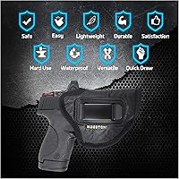 Vista 4 de IWB - Funda óptica para pistola de Houston, material suave de cuero ecológico para transporte oculto Compatible con Glock 26/27/33, Shield, XDS