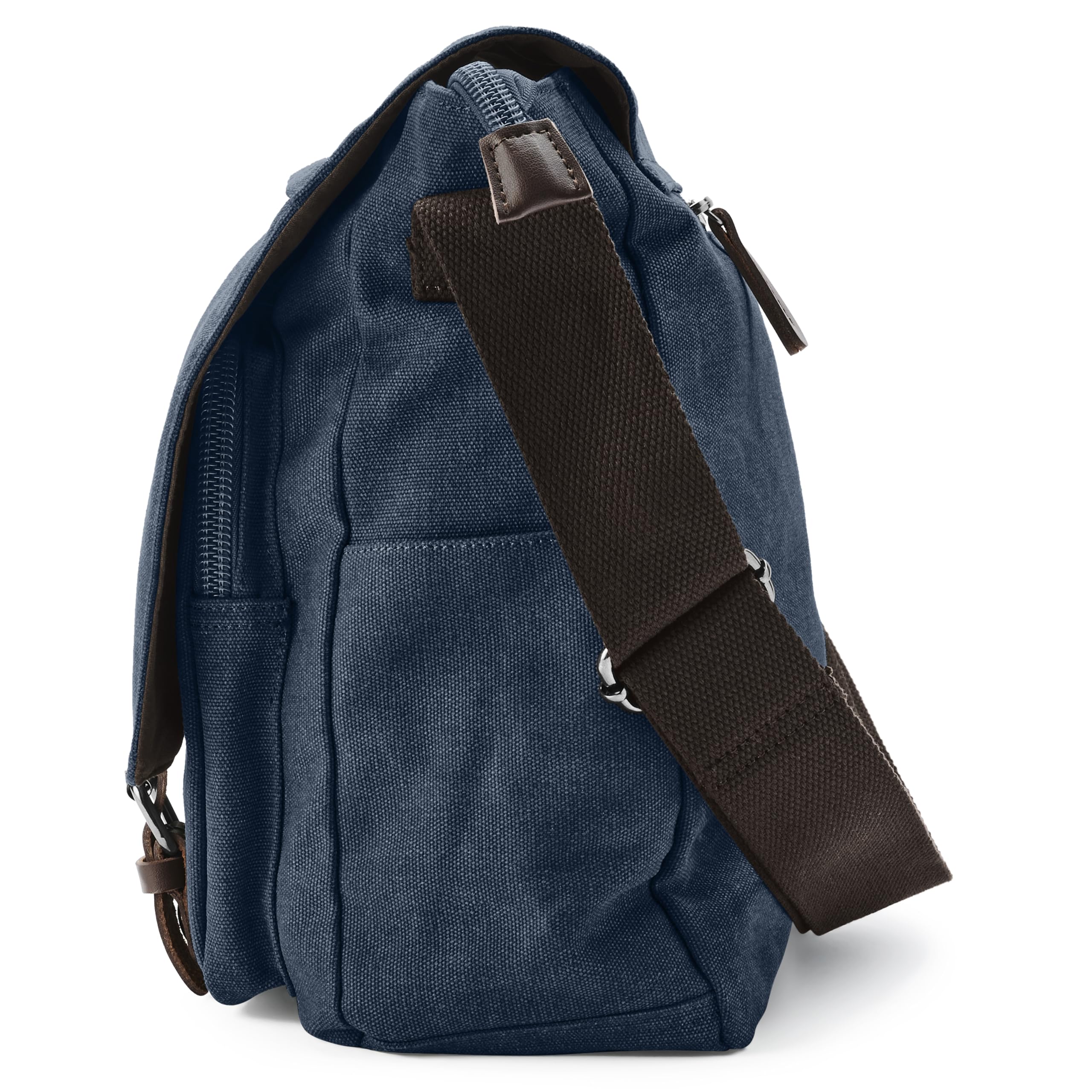 Trendhim Borsa messenger in tela blu denim da uomo, elegante borsa a tracolla con tasche multiple, perfetta compagna di viaggio per lavoro, scuola e uso quotidiano, design resistente e leggero