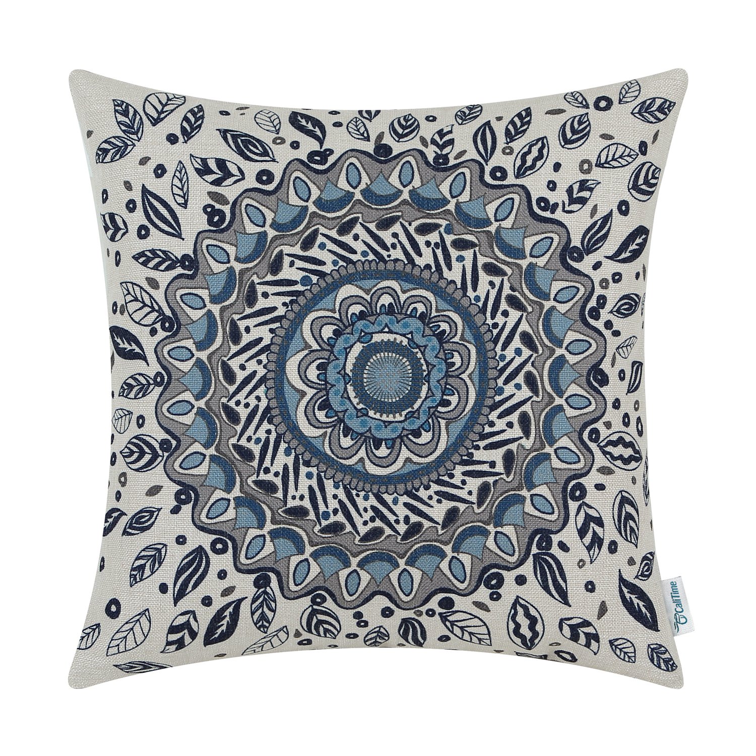 CaliTimeEuphoria Cushion Cover Throw Pillow Shell Floral Compass Medallion 20 X 20 Inches Multi DSCB404L50