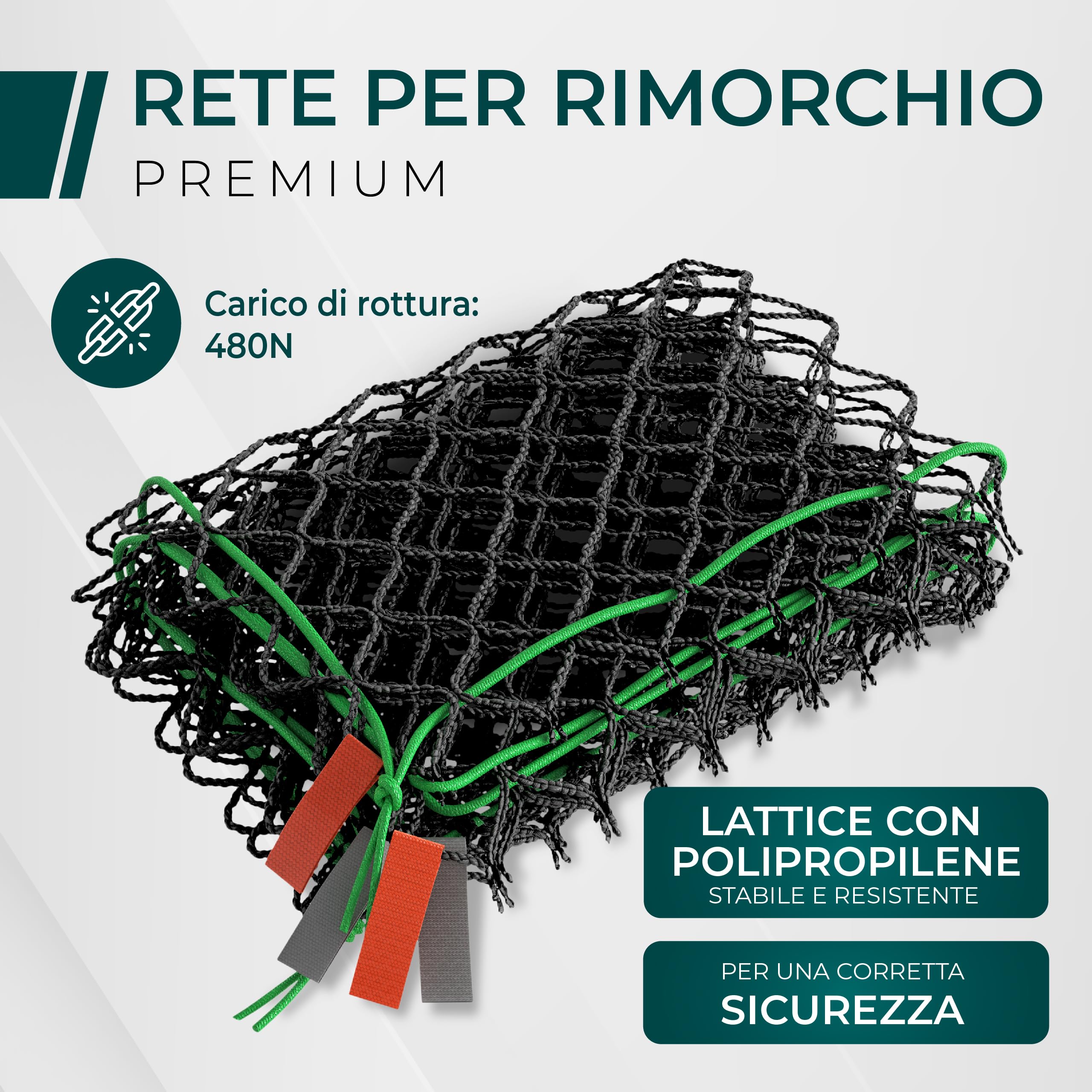 CargoVA - Rete elastica espandibile 1x2 fino a 2x3M - Rete elastica nera con corda elastica e marcatura angolare - per un fissaggio perfetto del carico