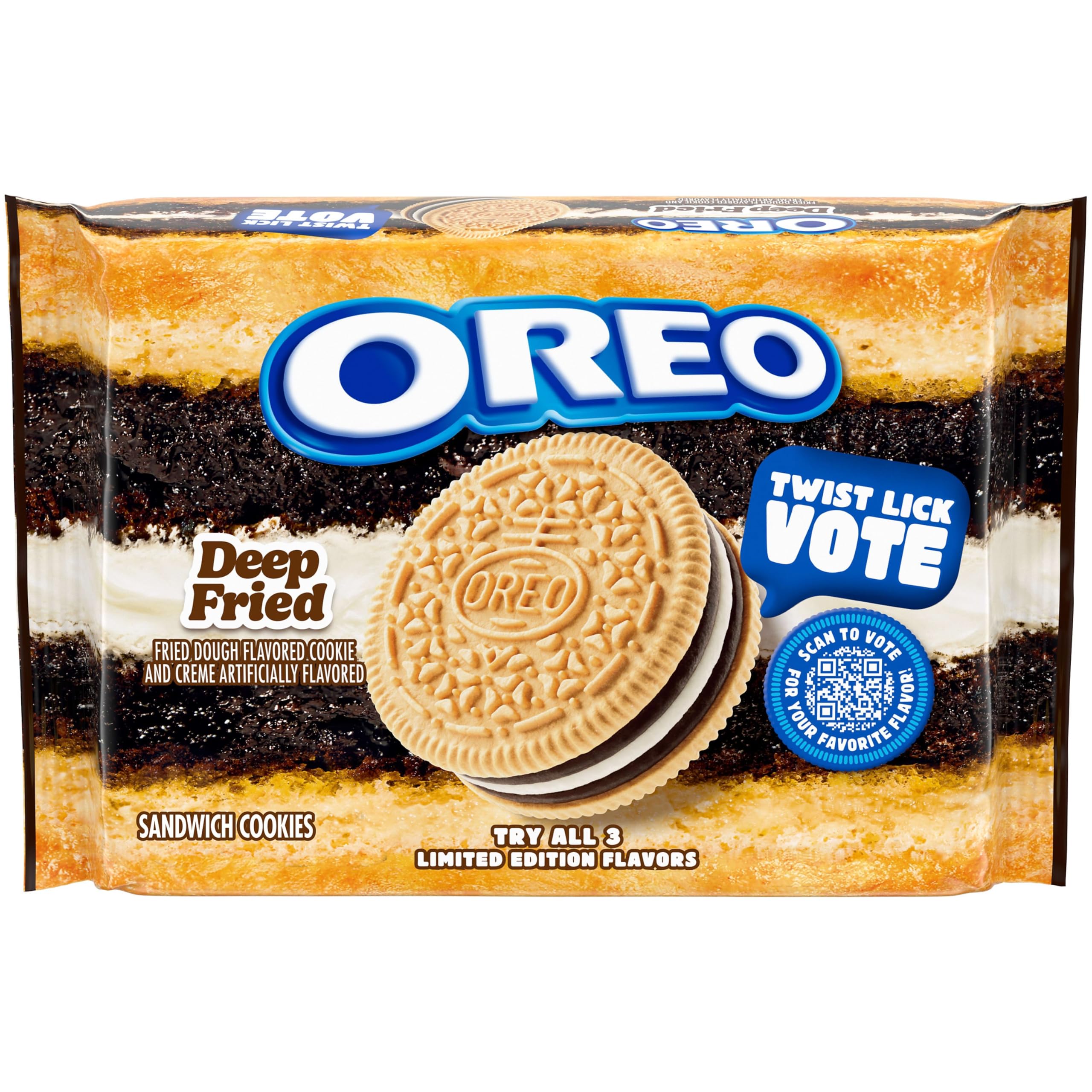 OREO Deep Fried Sandwich Cookies, Limited Edition, 11.46 oz | Fried Dough Flavored Cookie and Creme