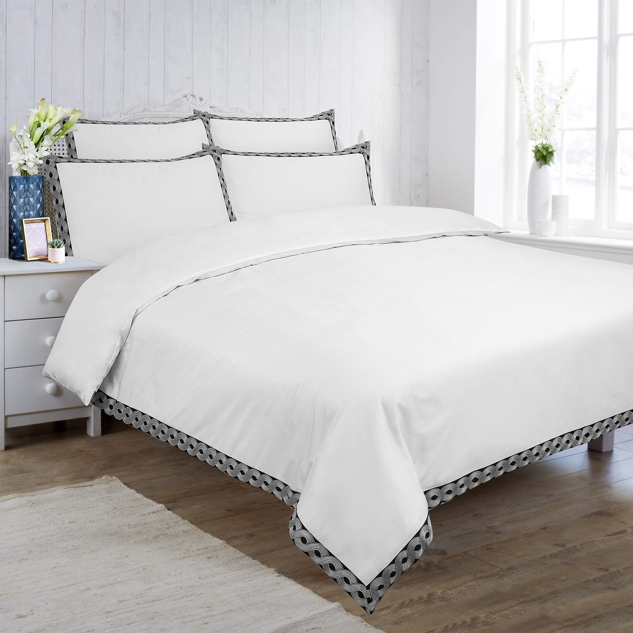 VANTONA Hotel Range Weaving Wave King Duvet Set White