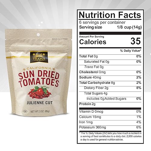 Miniatura 2 de Traina Home Grown California Tomates secos de corte juliana secado al sol, 3 onzas, paquete de 12 unidades, sin OMG, sin gluten, kosher,
