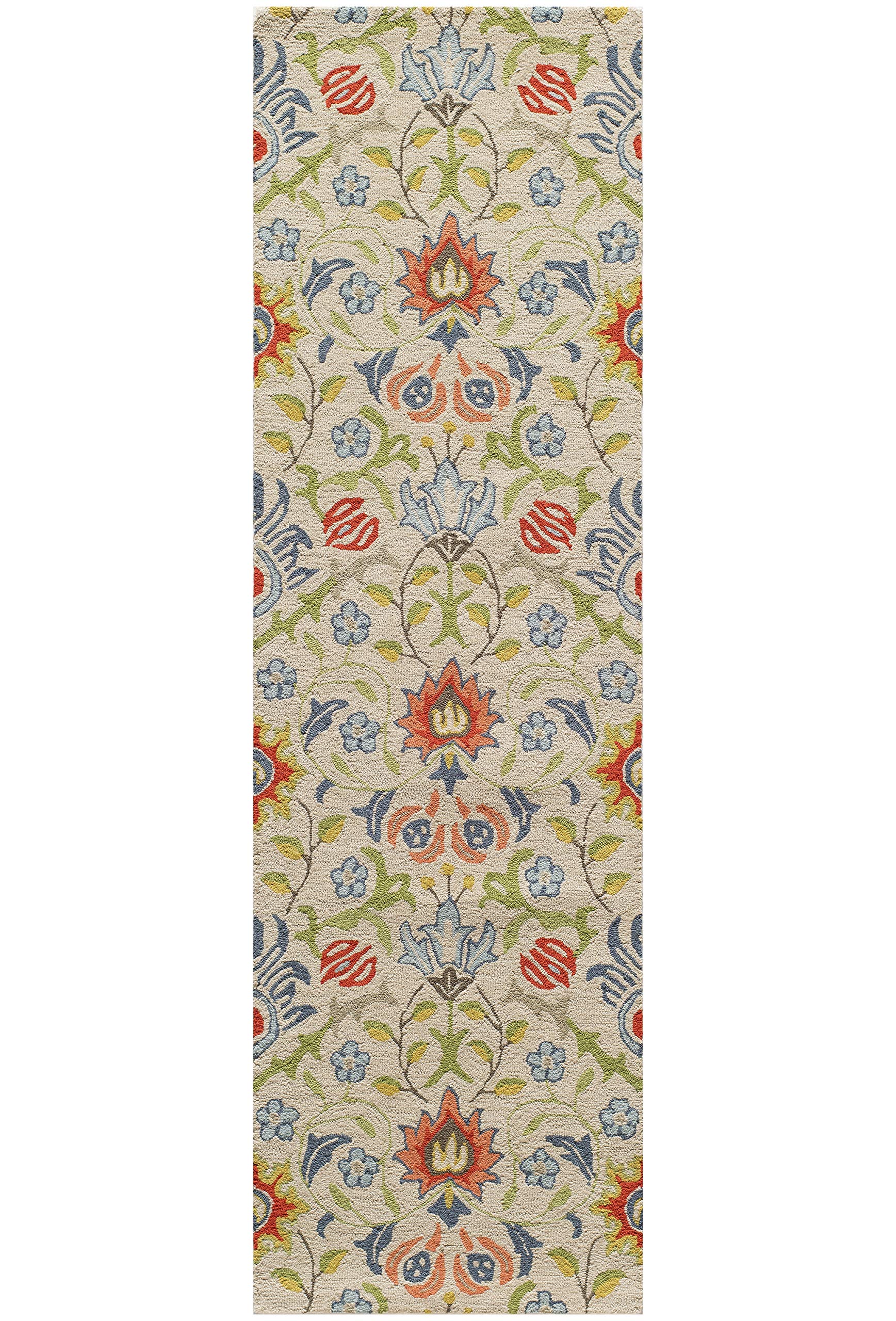 Momeni Rugs Newport Collection, 100% Wool Hand Tufted Loop Cut Contemporary Area Rug, 2'3" x 8'3" Runner, Multicolor