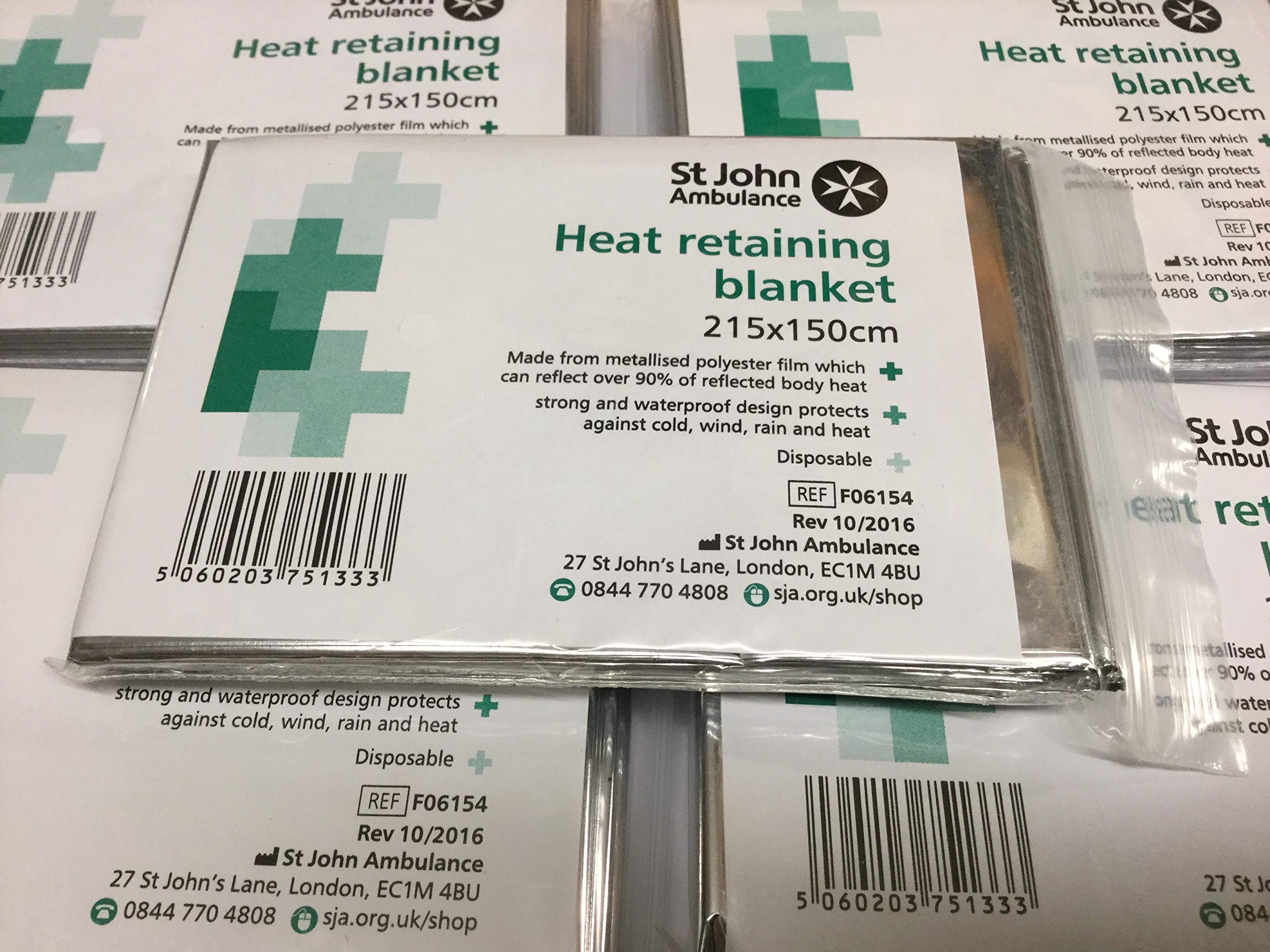 5 x St John Ambulance 2.15m x 1.5m Emergency Heat Retaining Adult Blankets