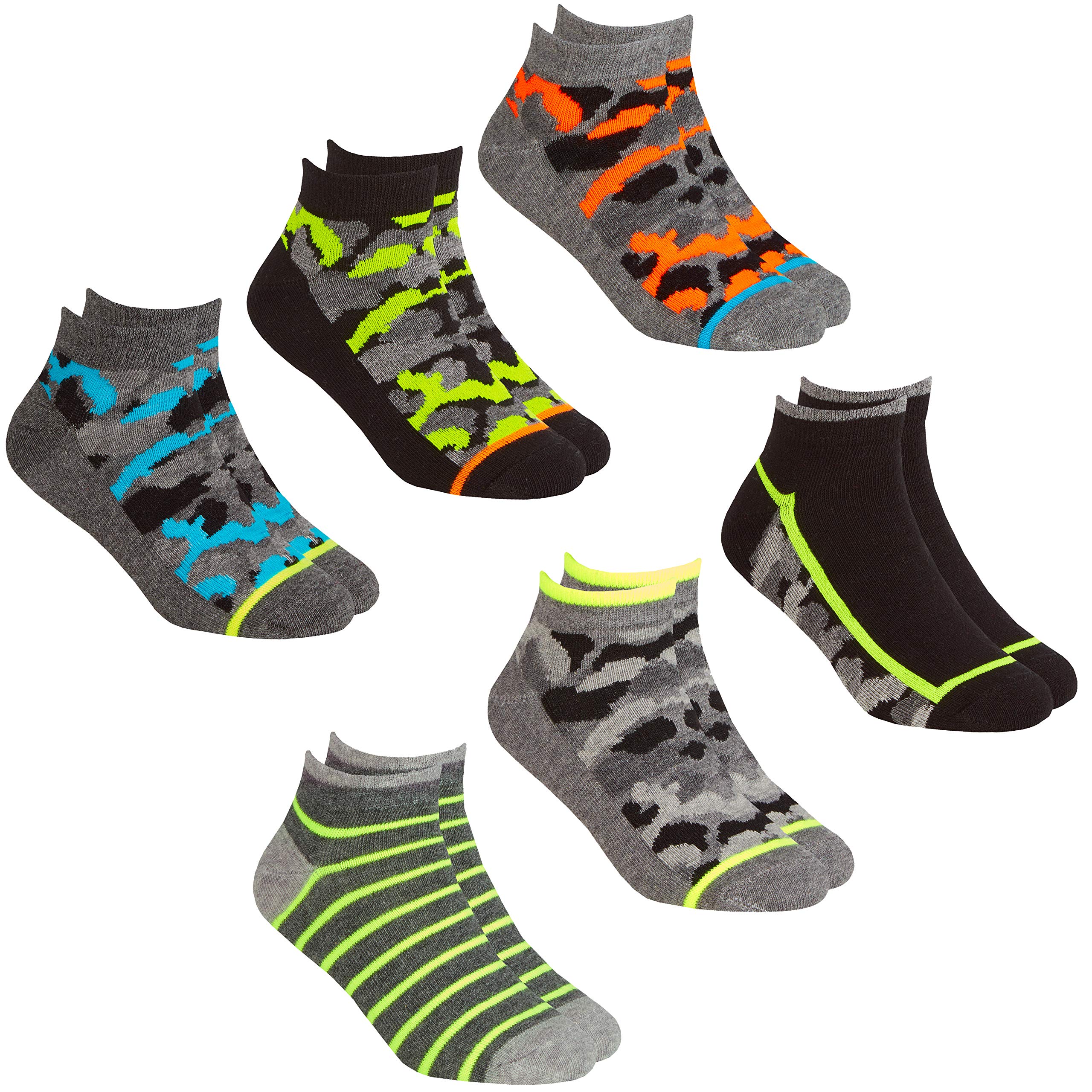Metzuyan Kids Boys Novelty Camo Trainer Liner Socks Army Themed Camouflage Multi - Grey 6-8.5