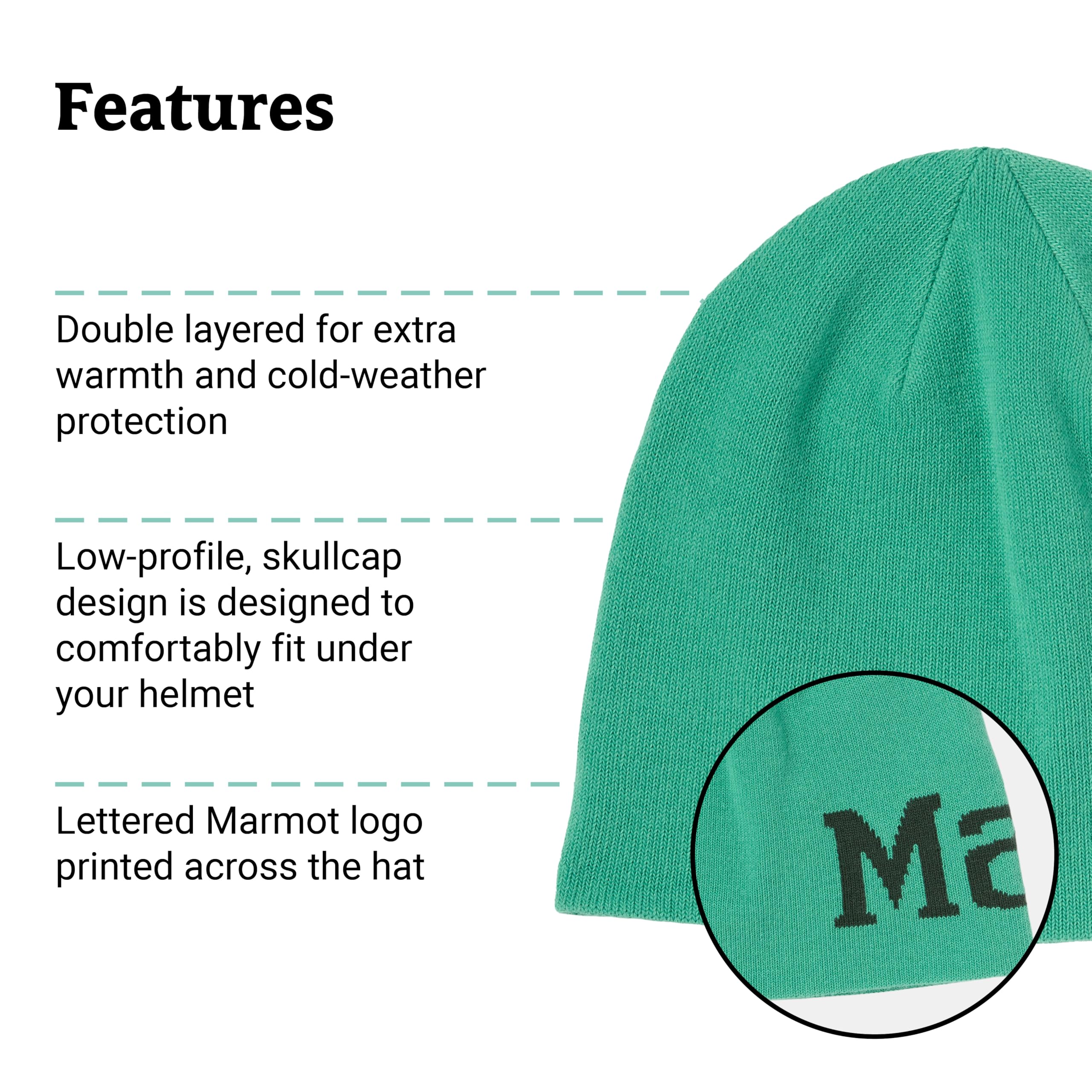 MARMOT Summit Hat-Knit Skullcap Beanie, Clover/Dark Jungle, One