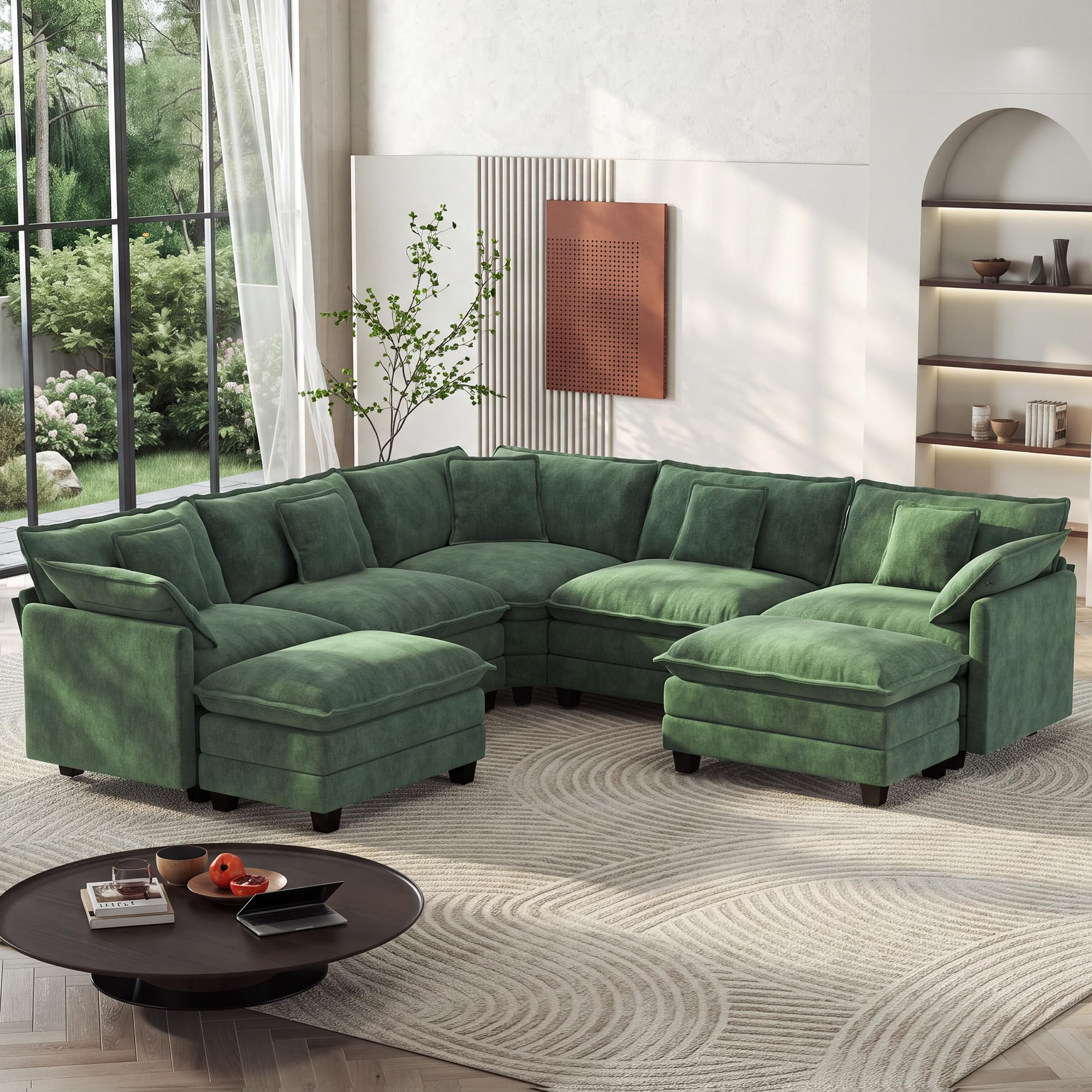 Ihanherry 114-Inch V-Shaped Modular Sectional