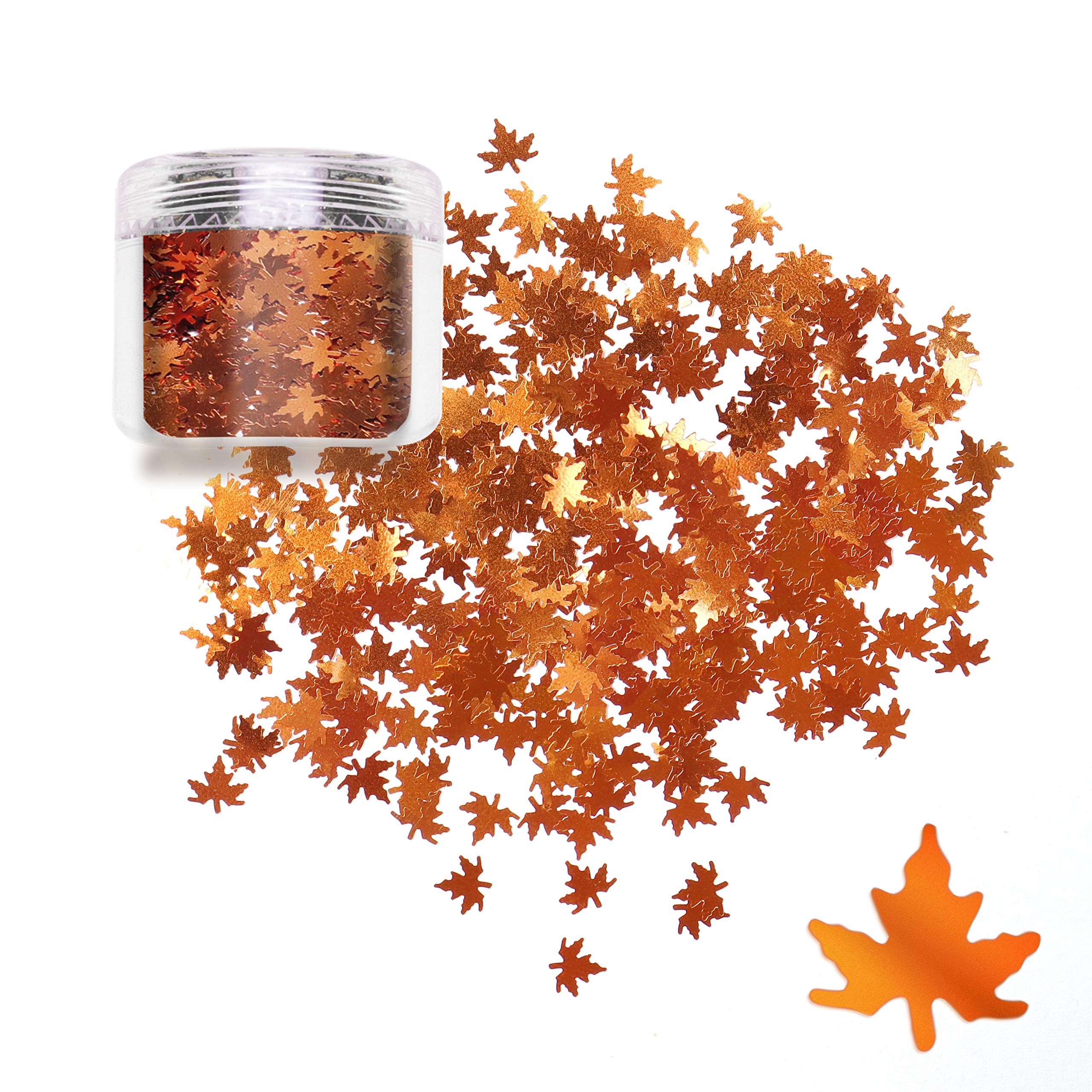 Laza (10 ml, Golden) - Chunky Glitter Autumn Leaves Nail Art Sequin Flake Metallic Leaf Shaped Golden Colour DIY Design Spangles Confetti Solvent Resistant for Decoration Festival - Golden Maple