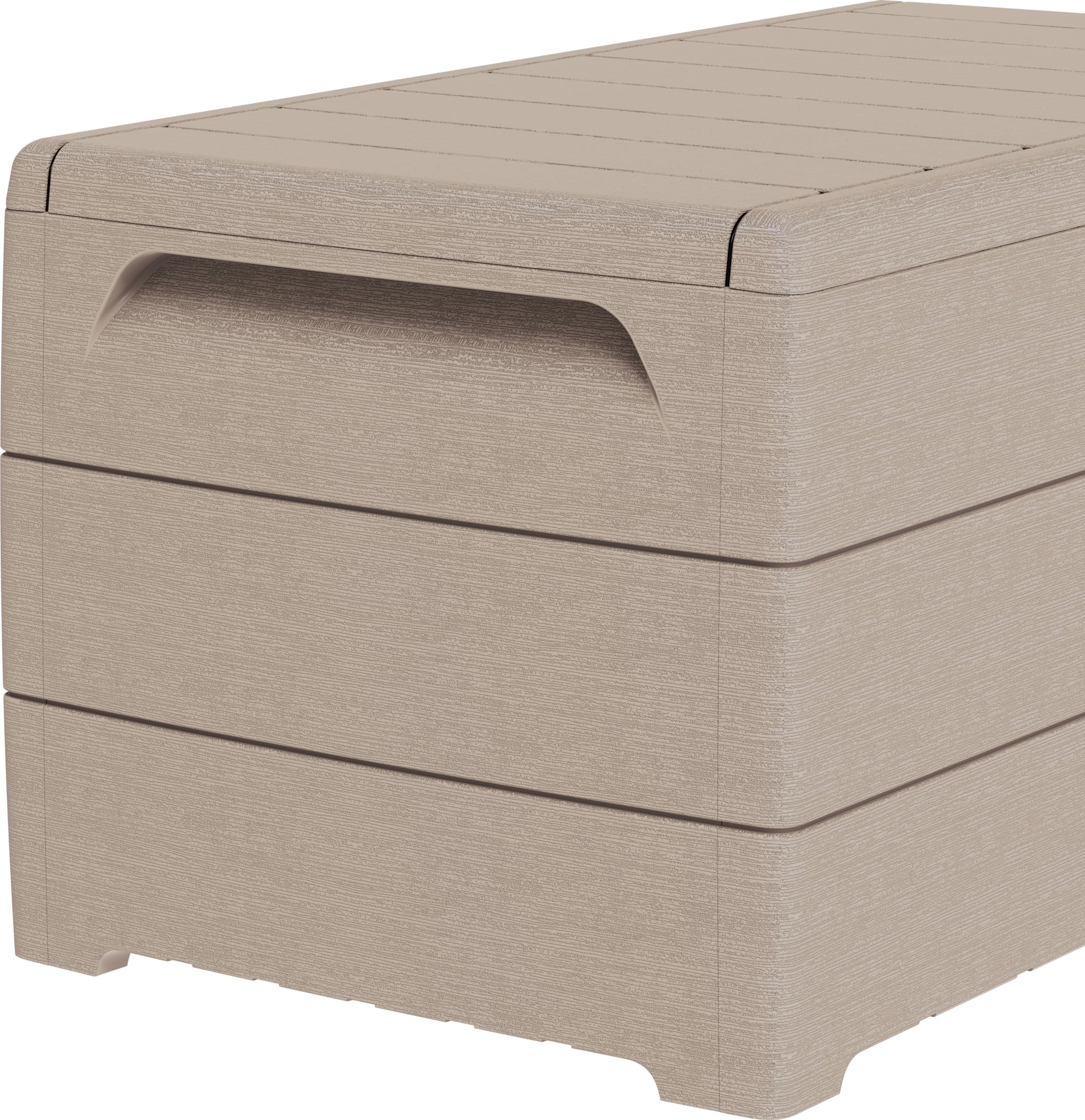 Duramax Cedargrain Durabox 270 Litri/ 71 Galloni Baule da Giardino, Cassapanca Contenitore da Esterno in plastica con ruote e maniglie, Scatole Per Esterni, Tortora caldo, 55.7 x 45.3 x 117.2 cm