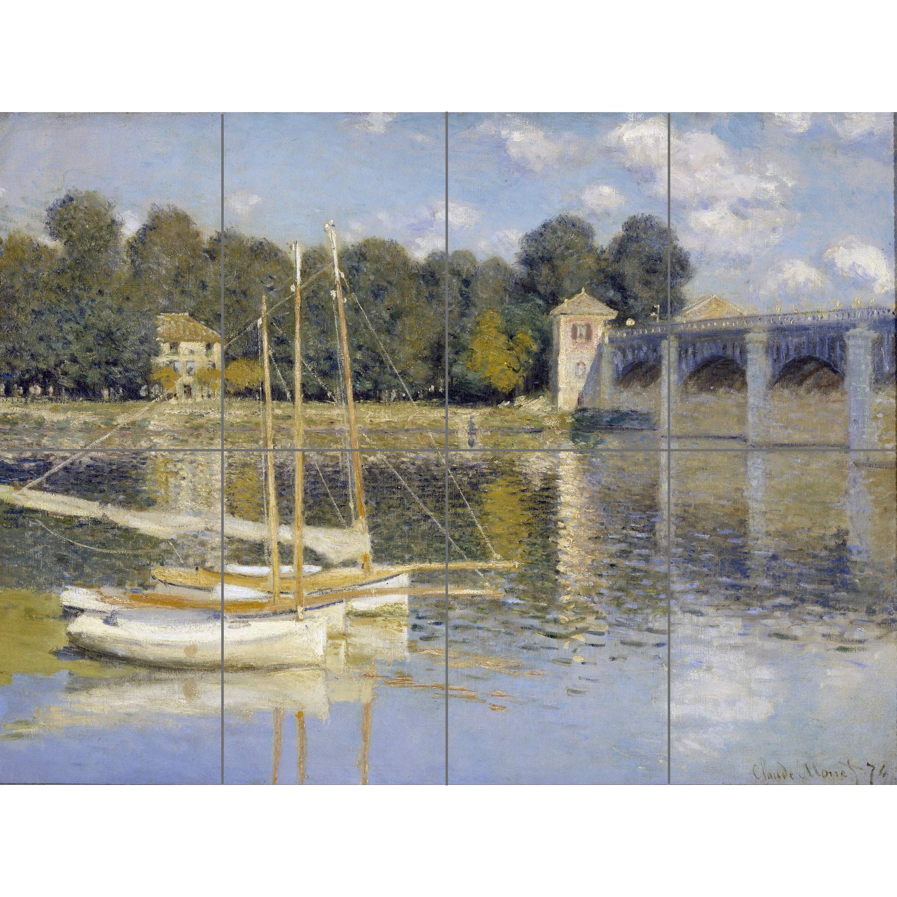 Artery8 Claude Monet The Argenteuil Bridge XL Giant Panel Poster (8 Sections)