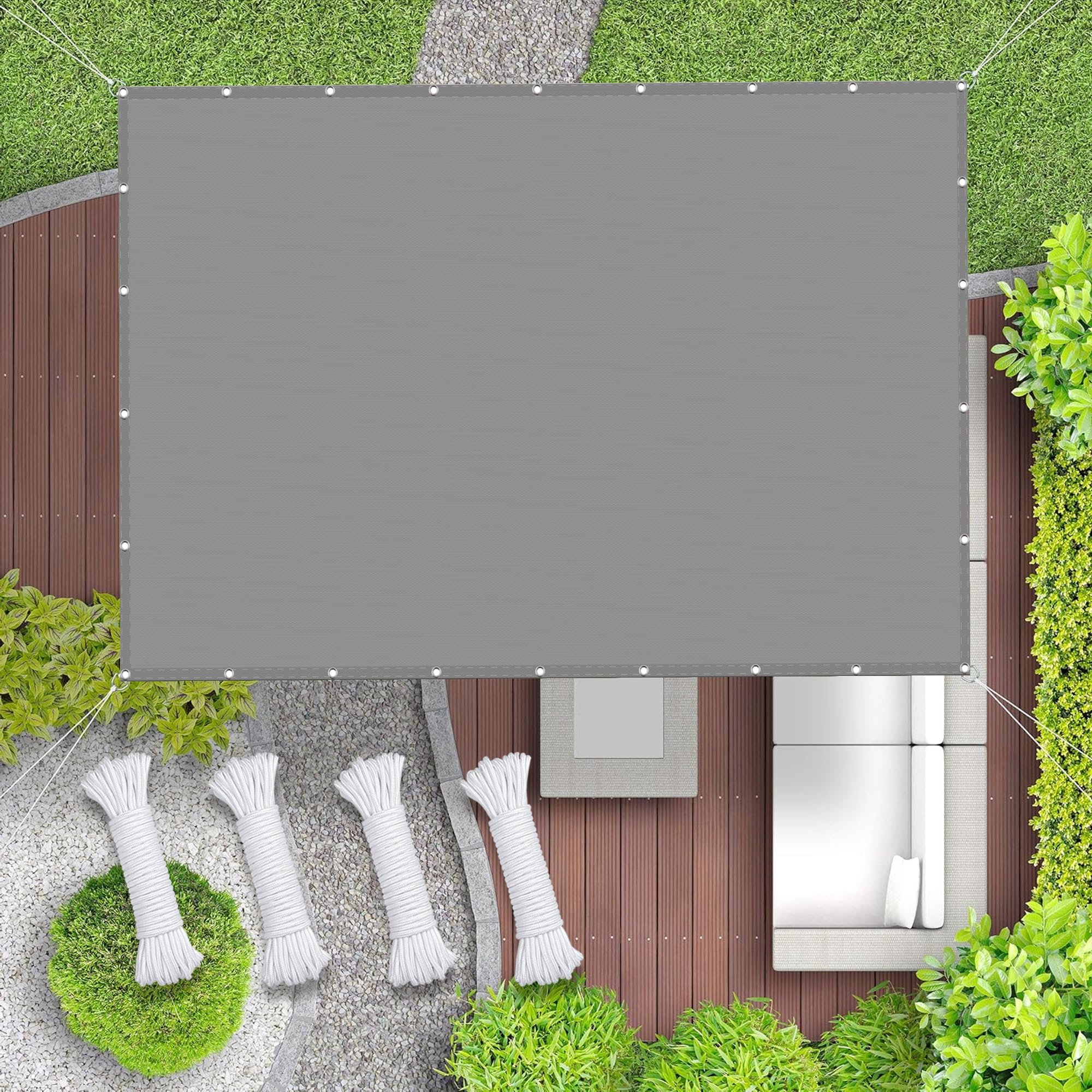 Voile d'ombrage 5x8m contre le vent pour créer un coin frais sur la terrasse