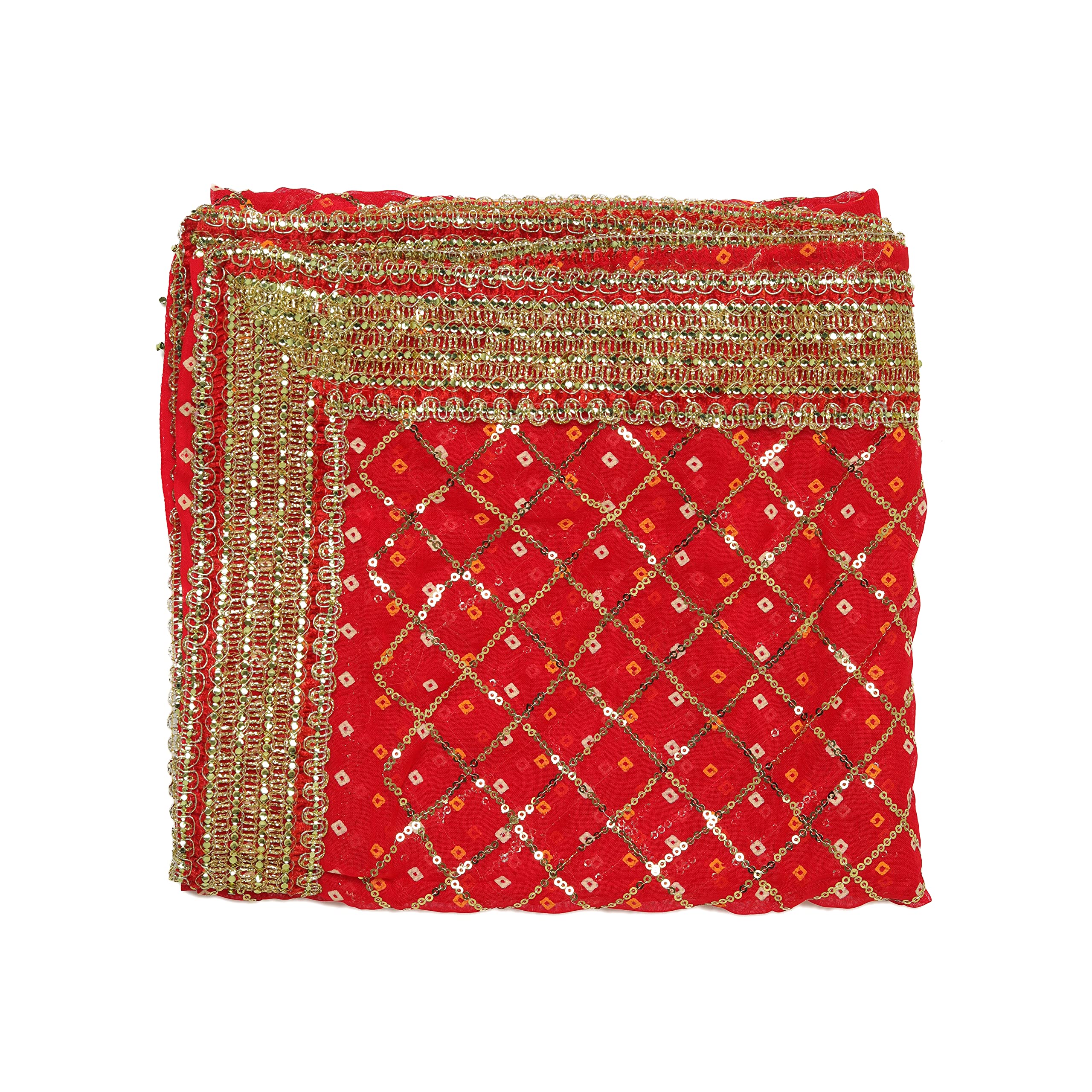 Aditri CreationAditri Creation Red Large Decorative Cloth Chunari (Size :- 36 Inches x 36 Inches) Chunni Puja Festival Decoration Chunr MATA Ki Chunri for Holi Backdrop Statue Chowki Aasan Mat Posters Frame