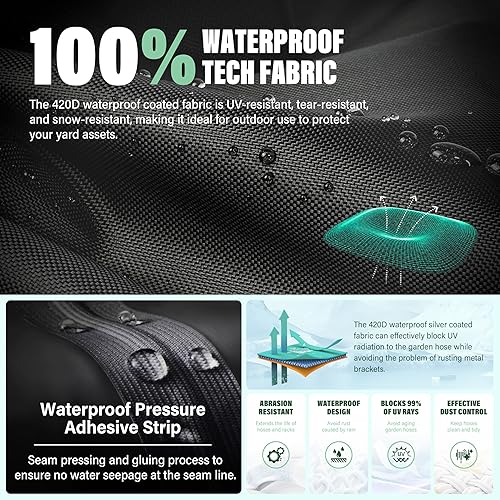 Miniatura 4 de Cubierta de carrete de manguera de jardín para montaje en pared, impermeable, a prueba de polvo y sol, protege tu carrete de manguera de jardín