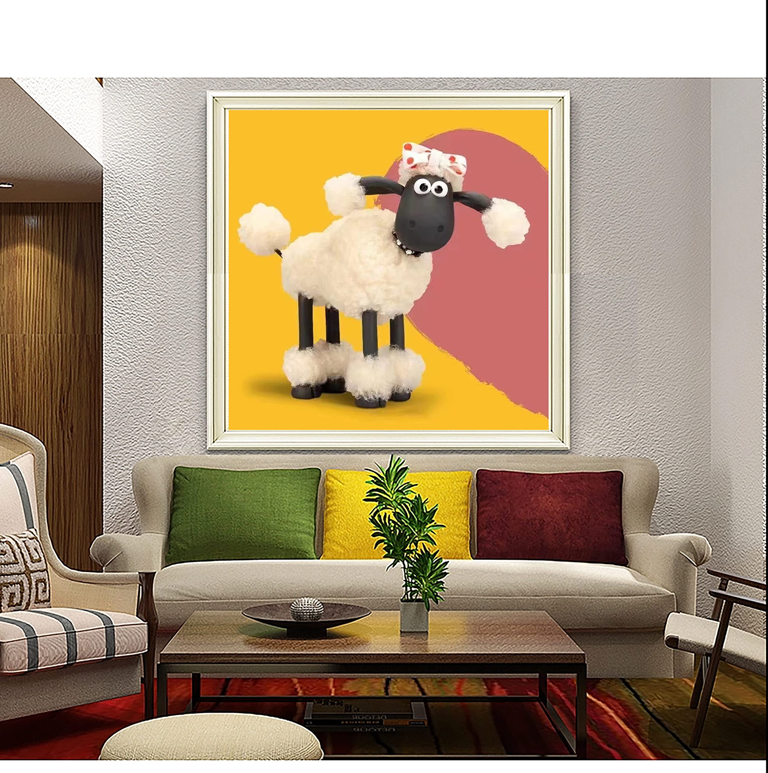 5D DIY Diamond Painting Kit Completo, Pittura Diamante 5D Fai Da Te, Strass Diamantini Ricamo a Punto Croce Painting Pittura con Numeri per Adulti Bambini Decor - Pecora Cartoni Animati