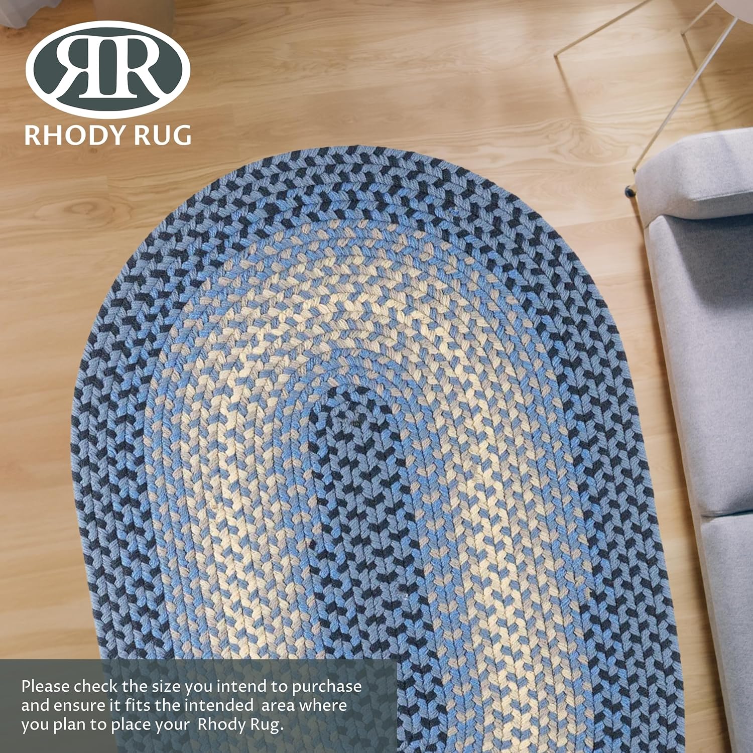 Rhody Rug Twin River TR12 Blue Multi 4' x 6' Oval - Braided Area Rug, Home Decor, Floor Mat or Bedroom Rug - Easy Care, Ideal for High Traffic Areas in Hallway and Living Room - Made in USA