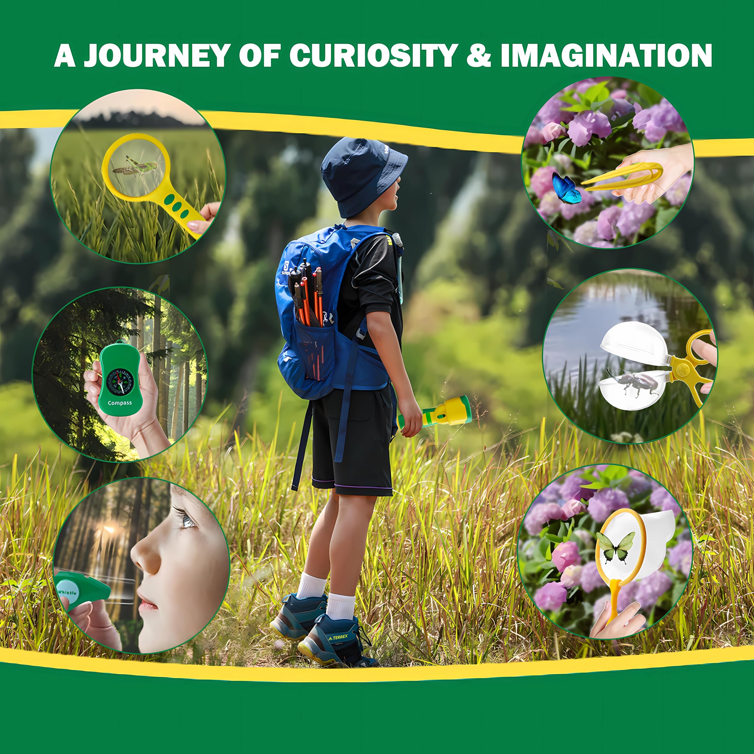 CR8OAS Kids Explorer Kit - 10 Pcs Outdoor Toys with Bug Catcher for Kids, Binoculars & More, STEM Educational Toy for Boys & Girls, Ideal Gift for Nature Exploration, Hiking, Camping, Adventure - Image 5