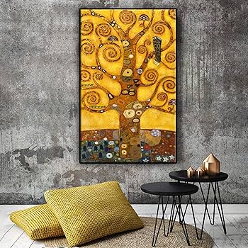 大型 クリムト 生命の木 インスパイア 秋 ☆アートキャンバス Amazon.co.jp: グスタフクリムト生命の樹壁アートキャンバス絵画印刷
