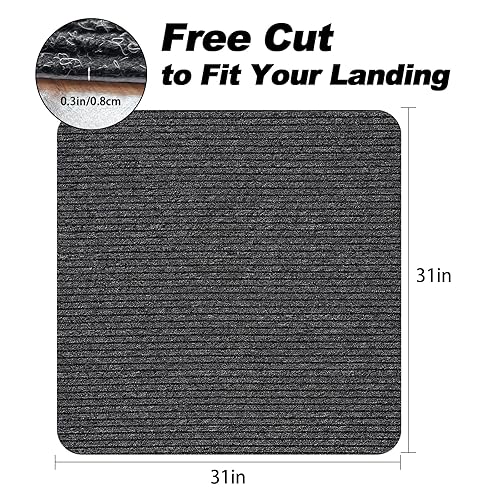 Miniatura 9 de Tapetes antideslizantes para peldaños de madera, tapetes antideslizantes para interiores y exteriores, 31 x 31 pulgadas, camino de escalera a juego