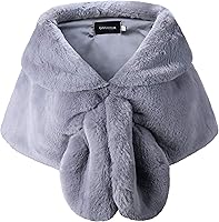 Vista 9 de Caracilia - Elegante estola tipo chal en piel sintética para el invierno.