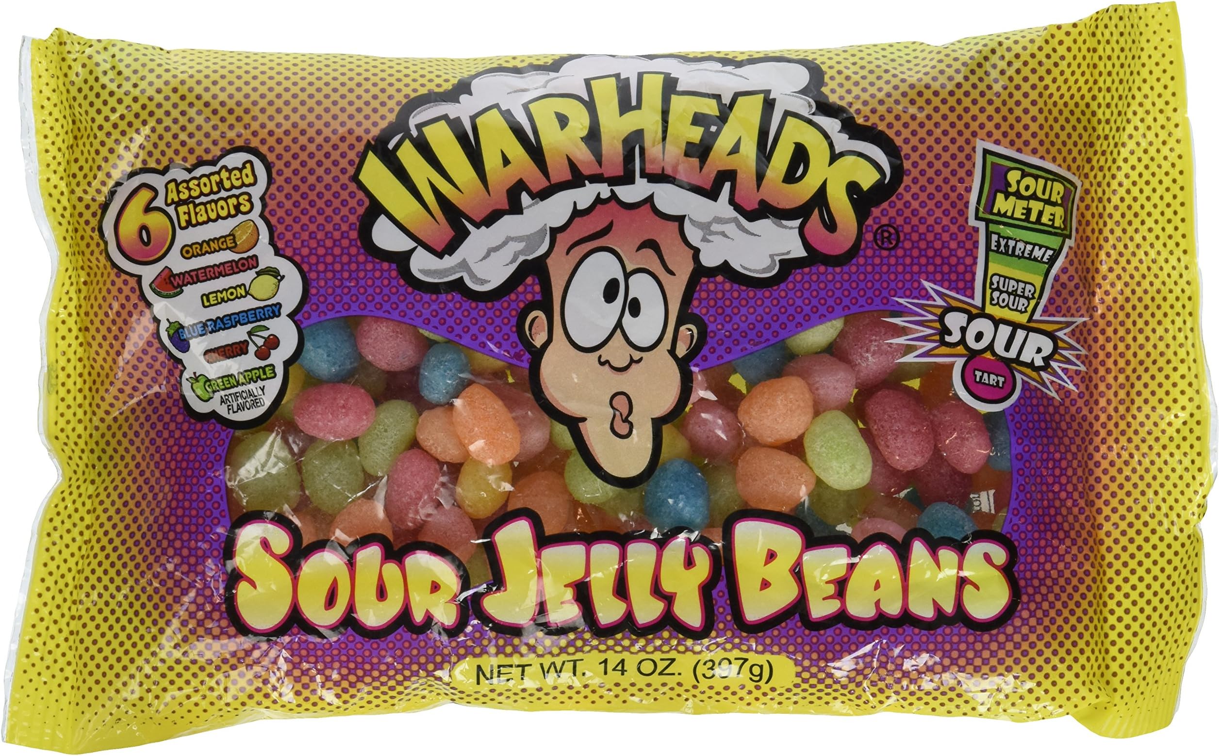 Impact Confections, Warheads Sour Jelly Beans Bag, 14 Ounce