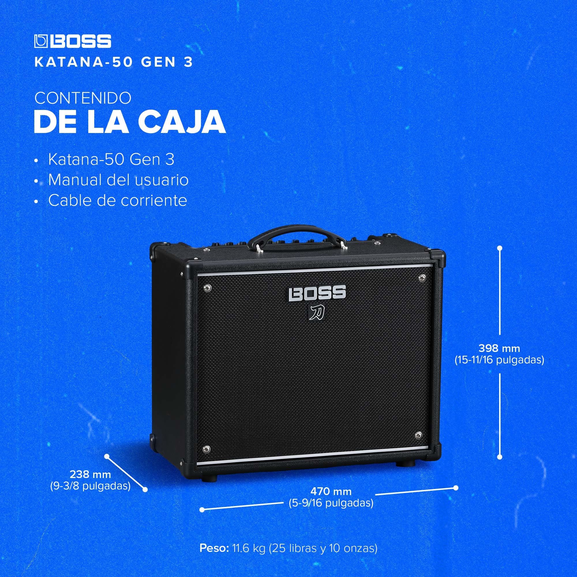 BOSS Katana-50 Gen 3 Amplificador de Guitarra | Compacto Amplificador Combo de 50 vatios | Altavoz a Medida de 12” | Sonido Tube Logic evolucionado | 12 perfiles de Amplificador