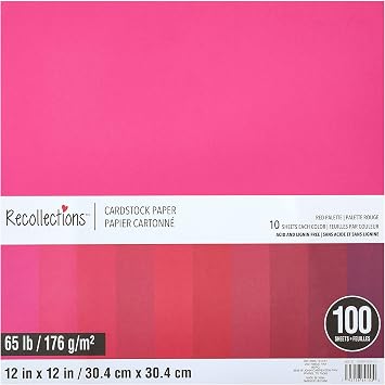 Recollections 100 Sheets Red Palette 12 x 12 Cardstock Paper - Acid and Lignin Free Paper for Scrapbooks, Arts & Crafts - 1 Pack