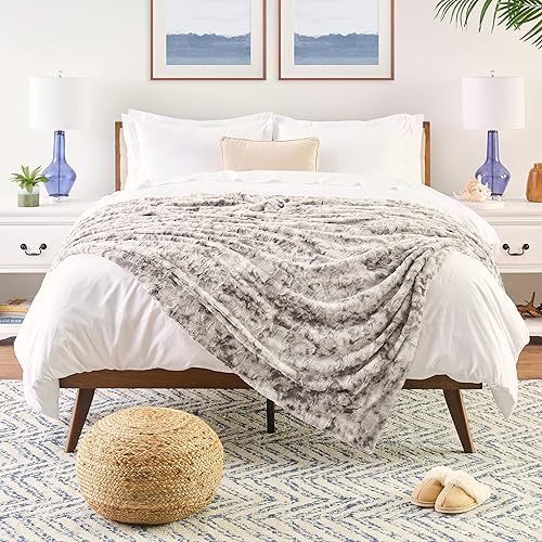 Miniatura 4 de Chanasya Manta de piel sintética de lobo de doble cara de alta calidad, suave y acogedora para sofá, silla, sala de estar, dormitorio, regalo de