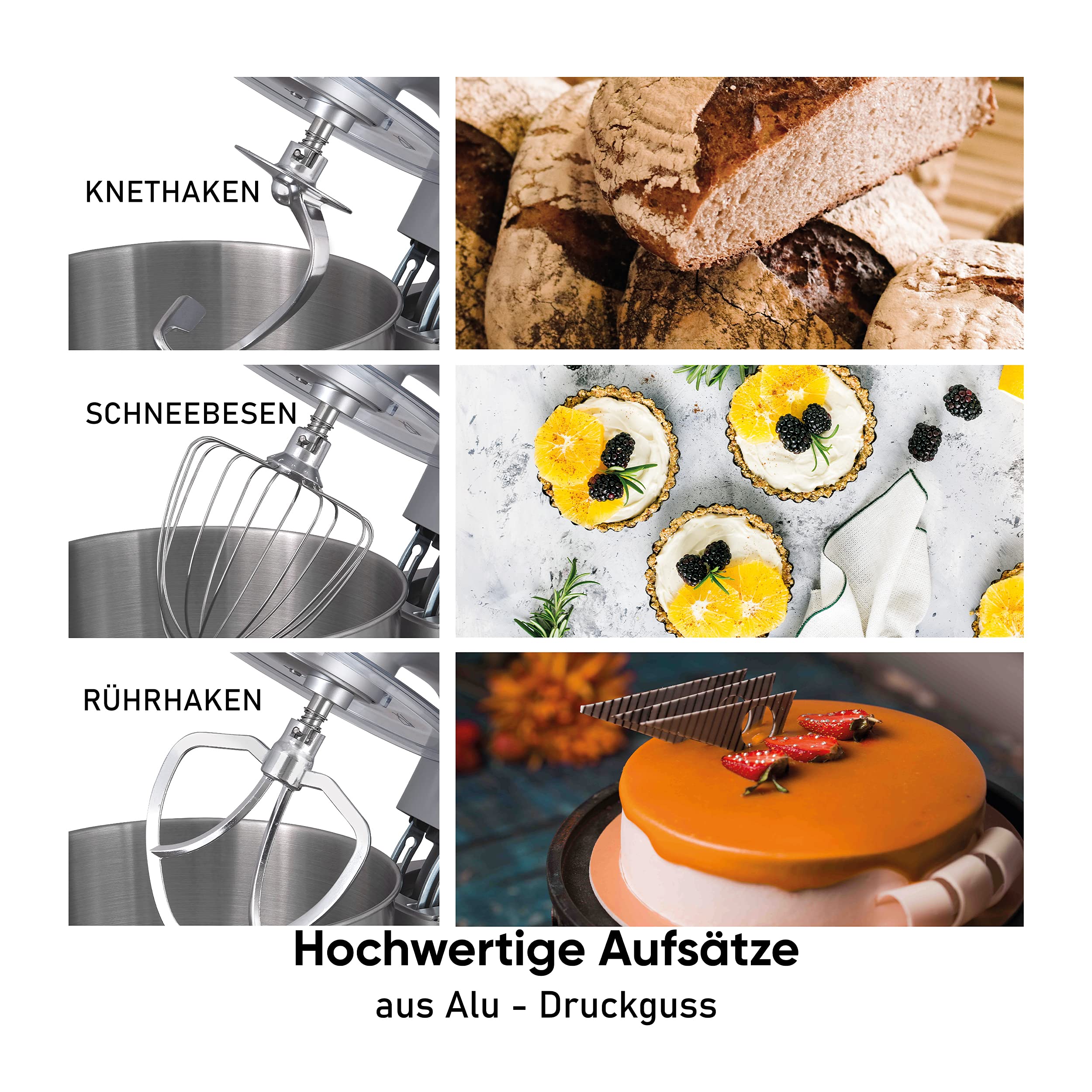 HEINRICHS Küchenmaschine Knetmaschine Edelstahl Schüssel 1800W leistungsstark patentierte Knethaken,8-Stufen LCD-Anzeige multifunktionale Teigknetmaschine, Heinrich´s (12 Liter)