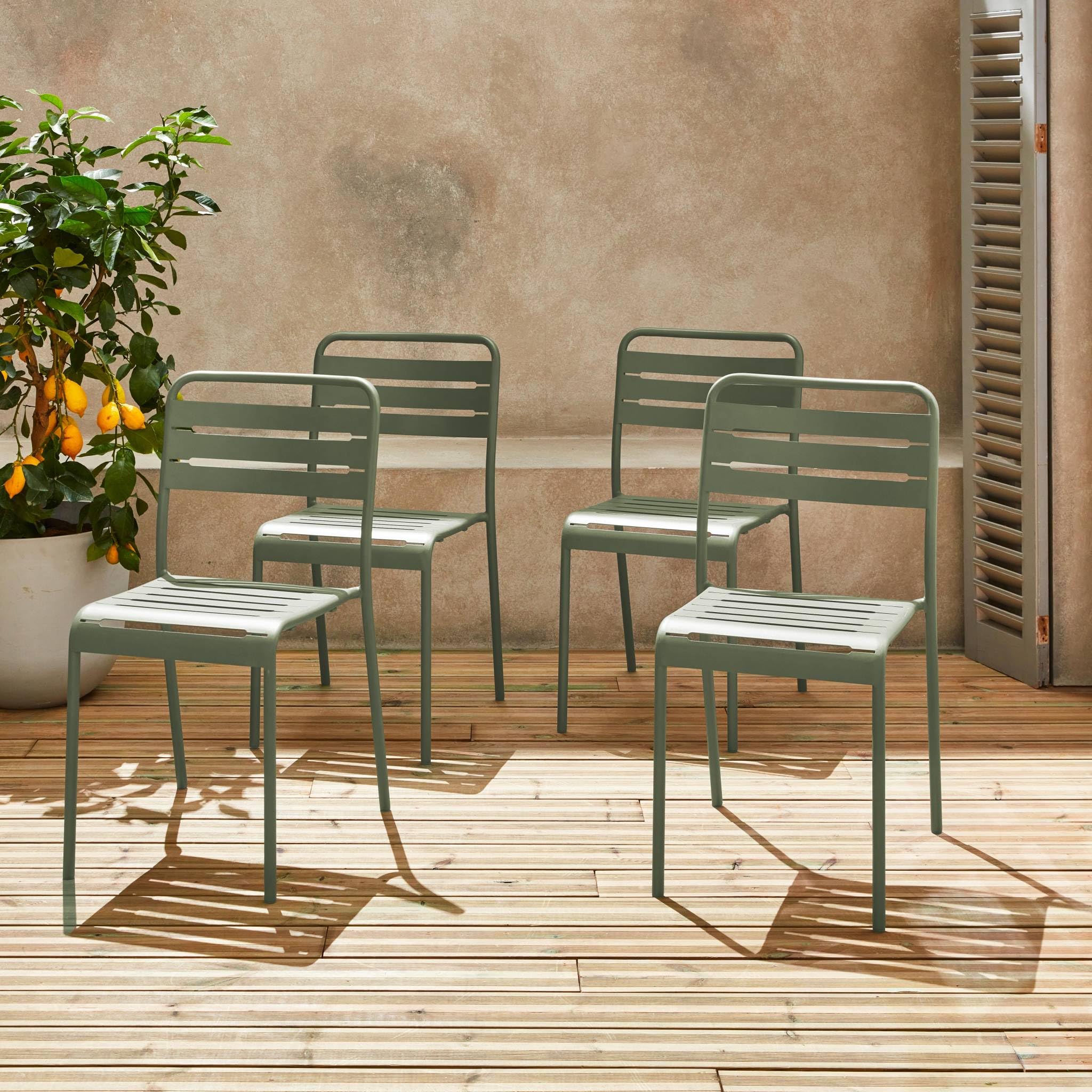 Alice's Garden sweeek - Lot de 4 chaises de Jardin Acier. 4 Places. Vert. Amelia. L44 x P52 x H79cm