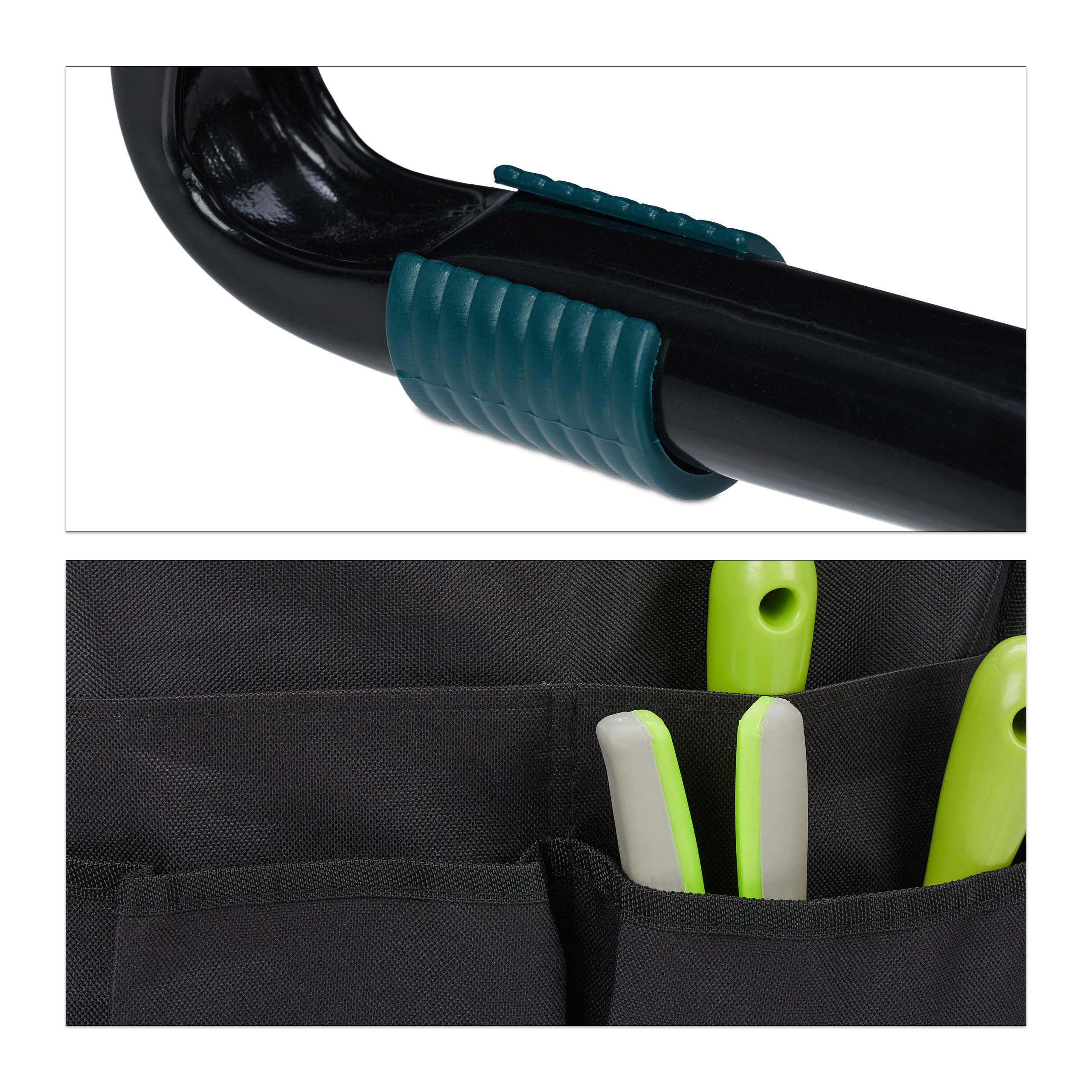 Relaxdays Agenouilloir pour jardinage, banc pliable genoux, jusqu’à 150 kg, 2 sacs, rembourré, 50x60x27,5 cm, noir