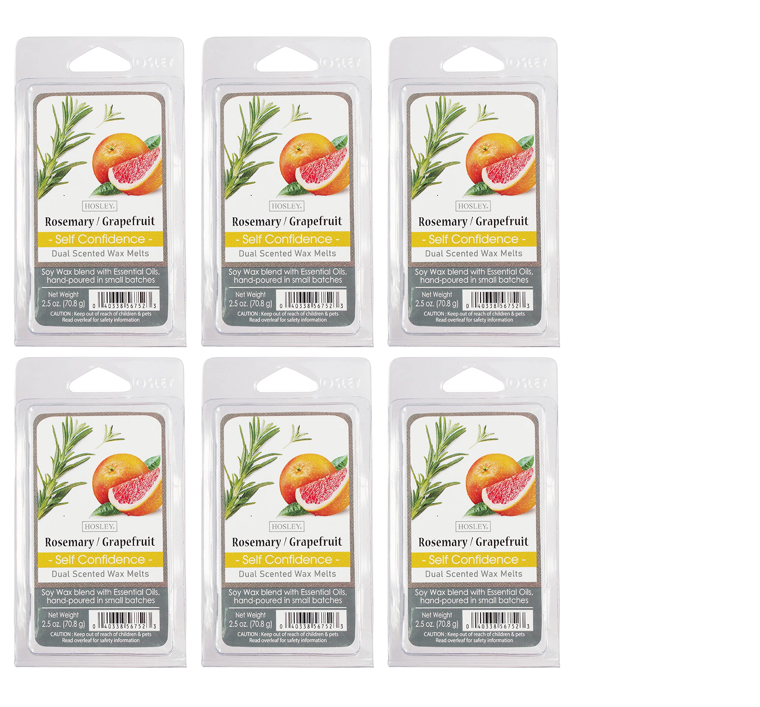 Hosley Set of 6 Rosemary Grapefruit Scented Wax Cubes/Melts - 2.5 oz Each. Hand Poured Wax Infused with Essential Oils. Bulk Buy. Ideal for Weddings, Spa, Reiki, Meditation Settings